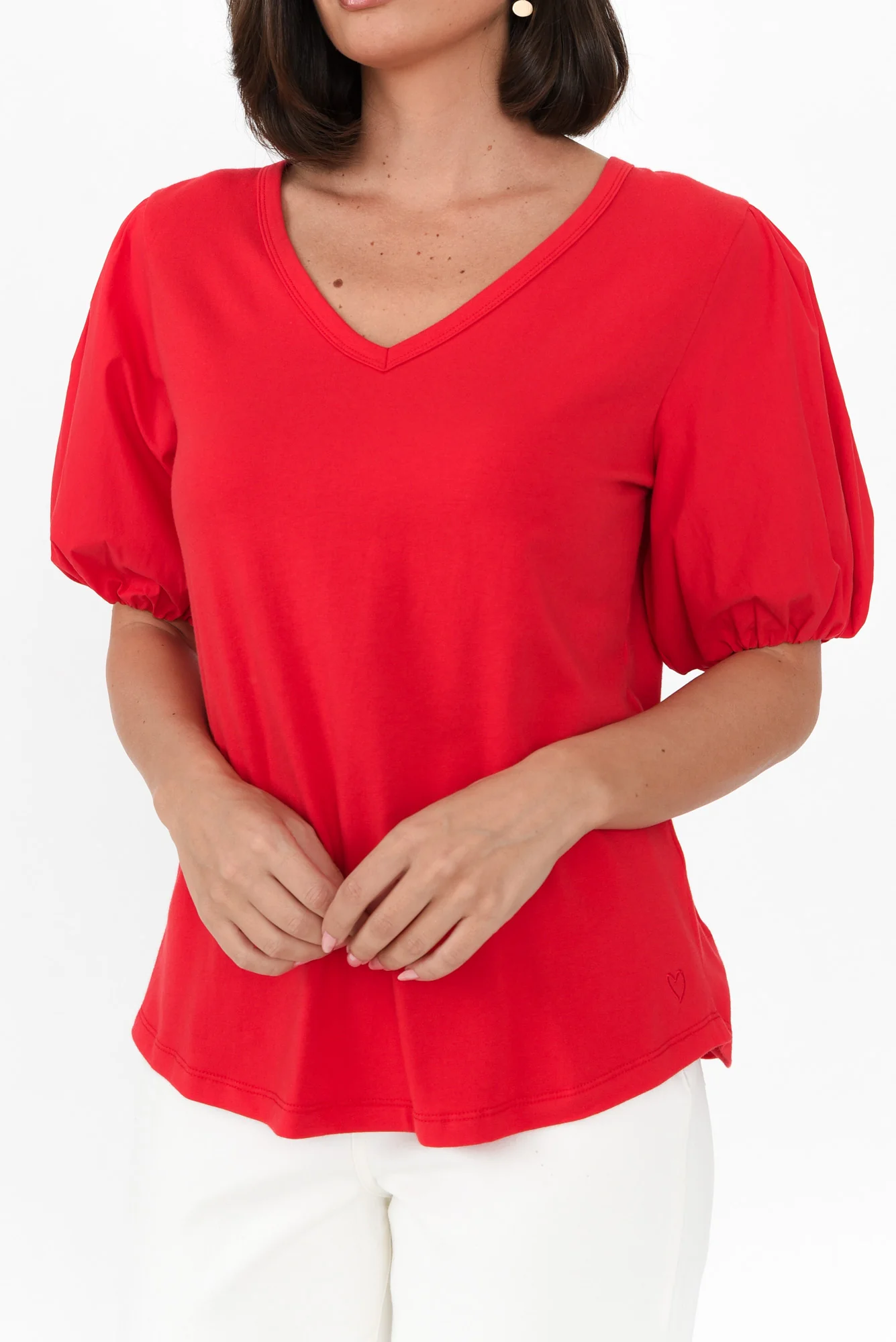 Joy Red Cotton Blend Tee
