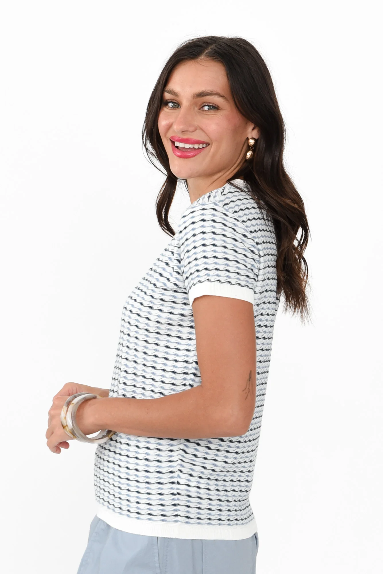 Ziggy Blue Stripe Cotton Knit Tee