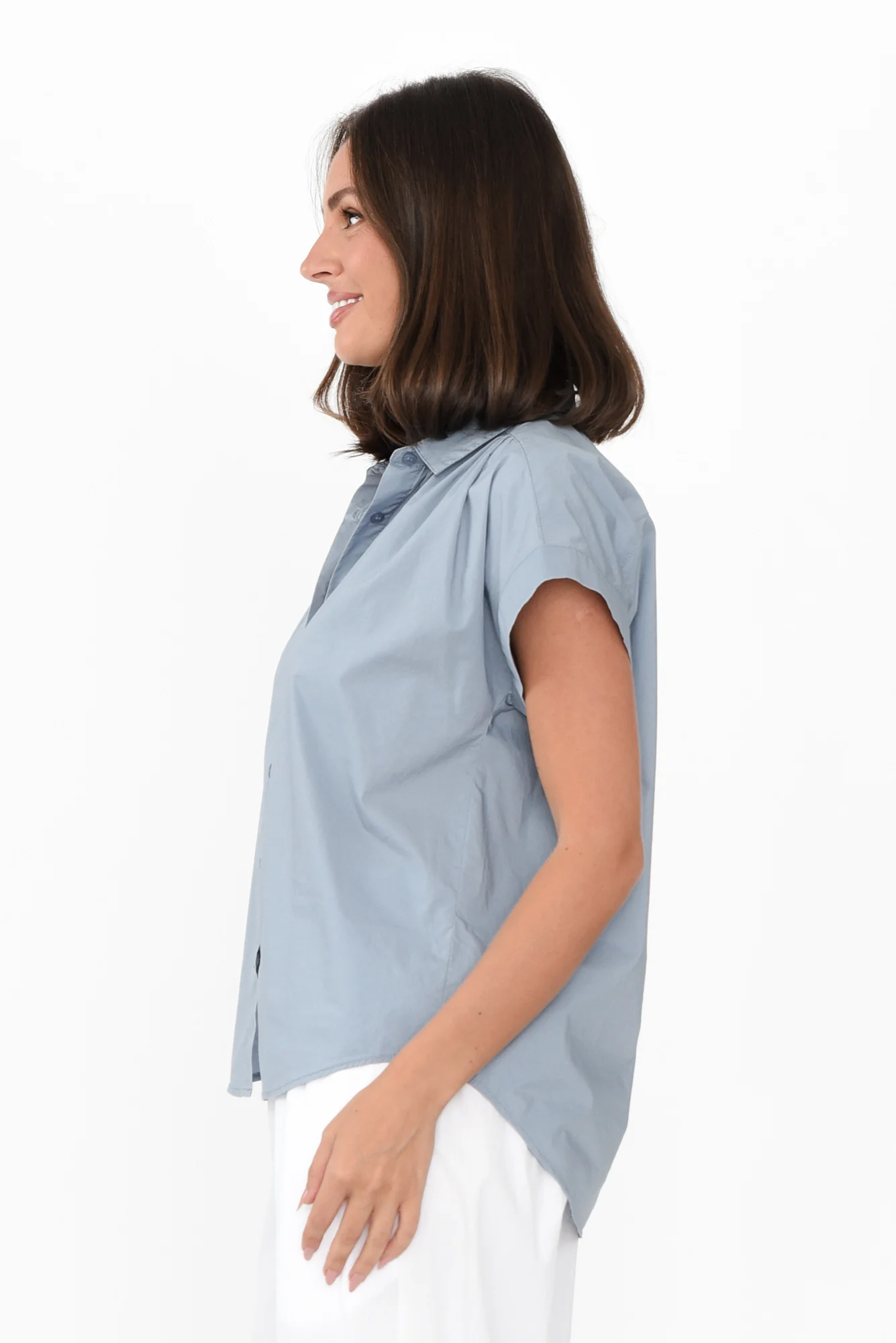 Harlyn Light Blue Cap Sleeve Shirt