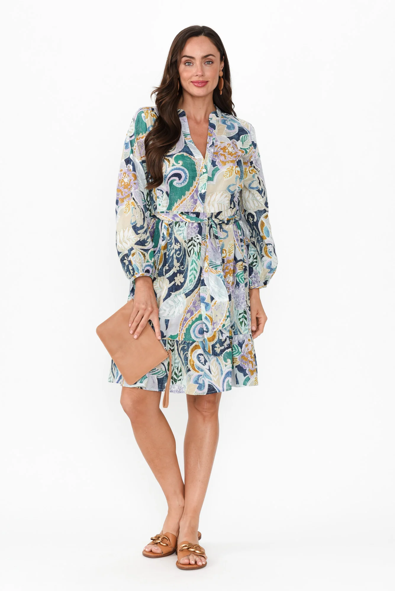Sofia Blue Paisley Cotton Dress