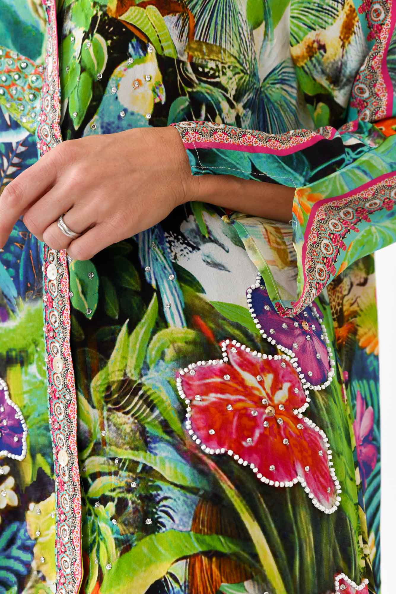 Tropical Green Silk Resort Shirt