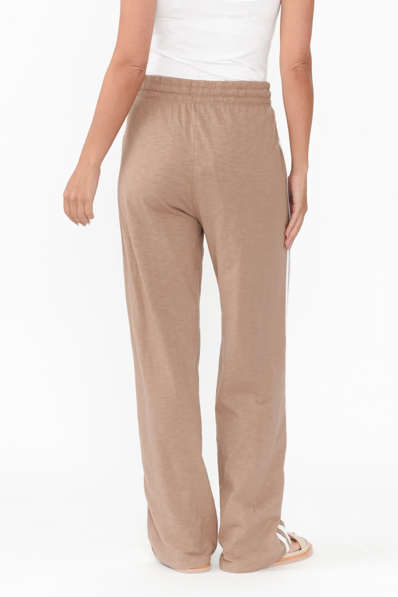 Power Mocha Trim Cotton Drawstring Pants