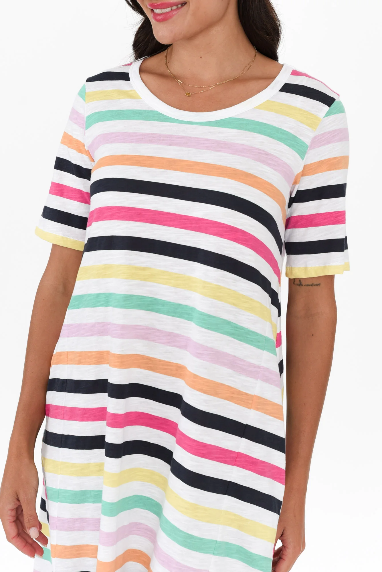 Nyree Rainbow Stripe Hi Lo Cotton Dress