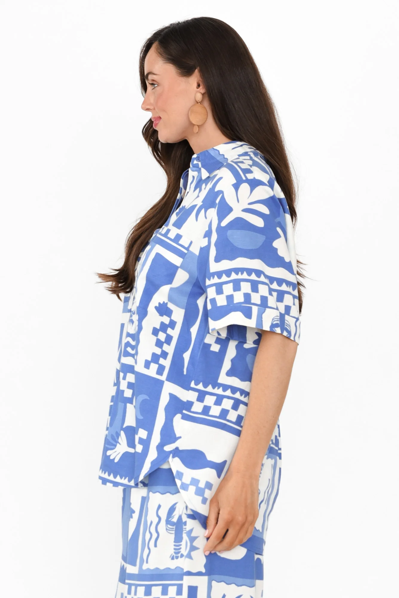 Holiday Blue Seaside Linen Blend Shirt