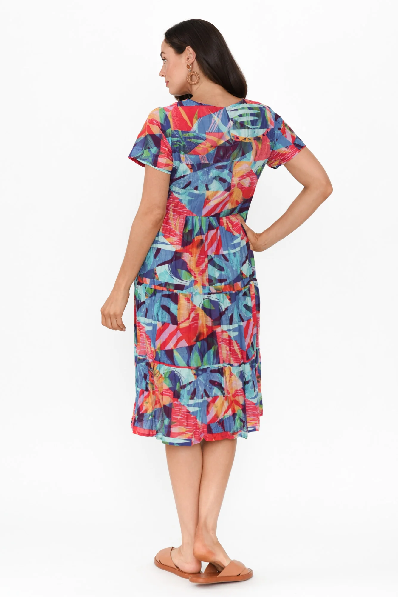 Lania Turquoise Garden Crinkle Cotton Dress