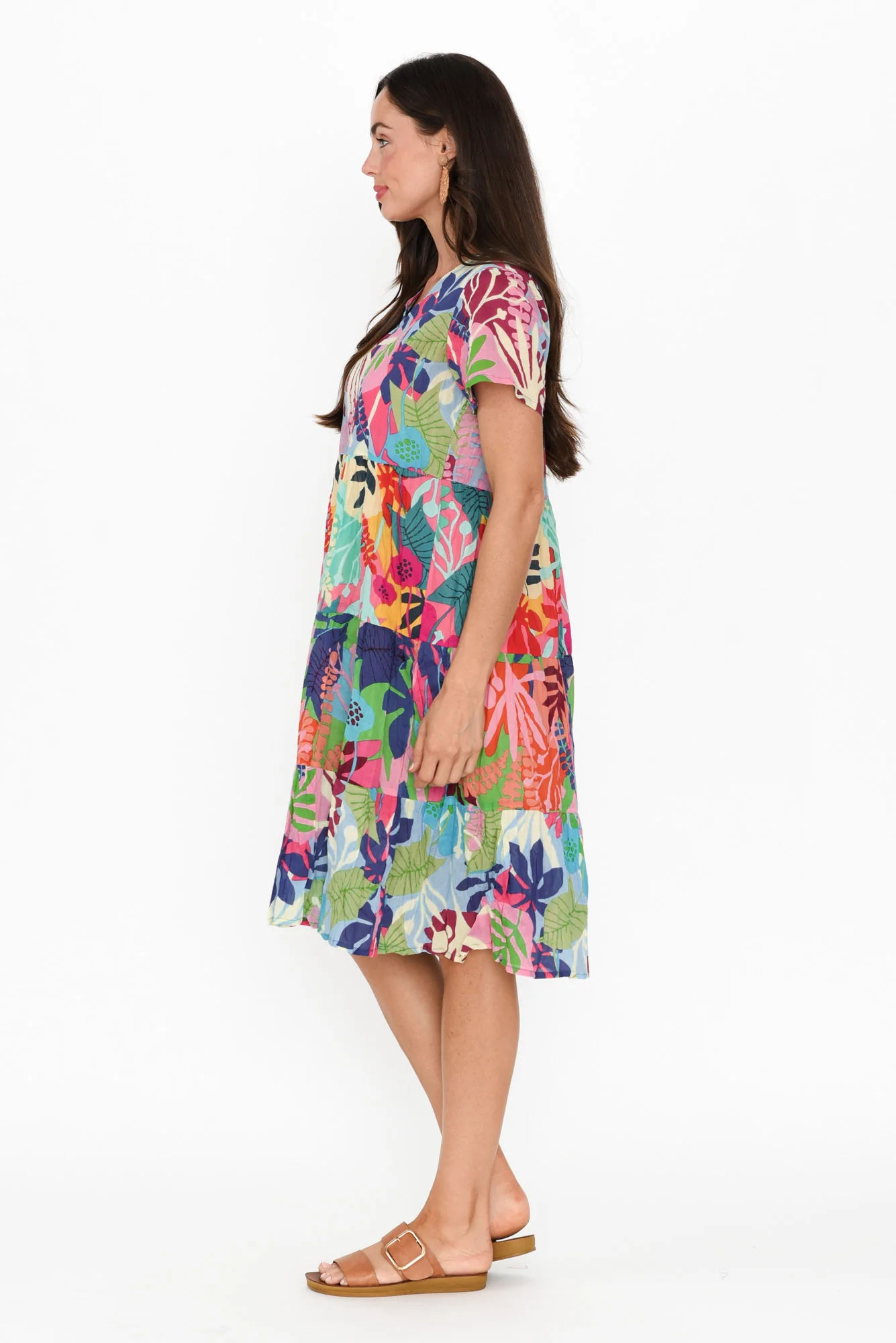 Lania Blue Garden Crinkle Cotton Dress