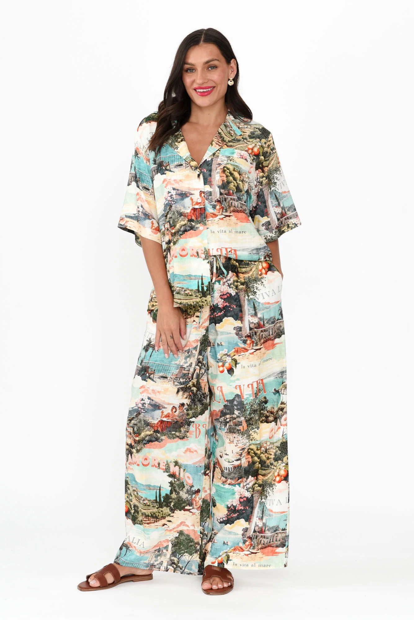 Julius Blue Island Linen Blend Pants