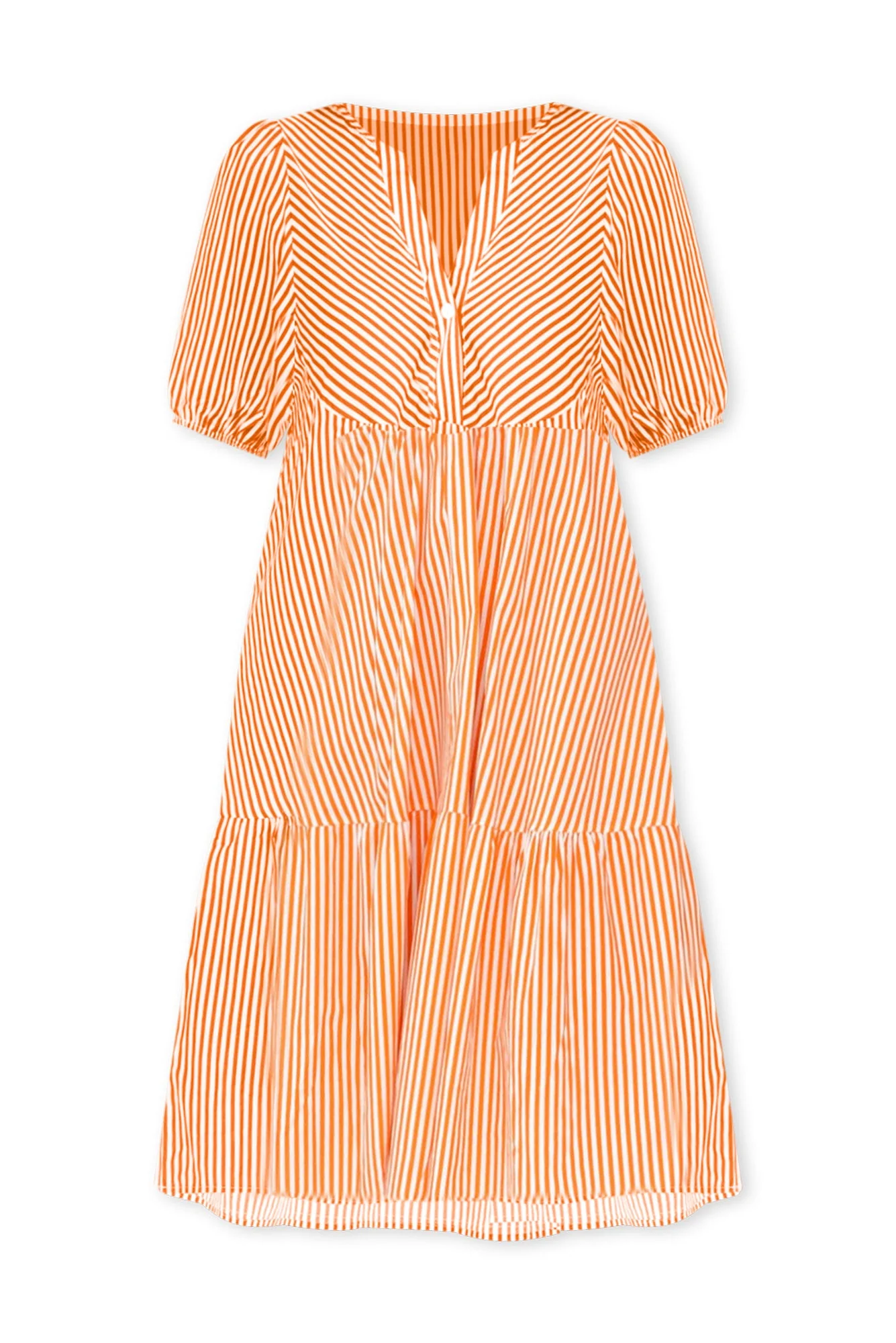 Zariah Orange Stripe Cotton Tier Dress