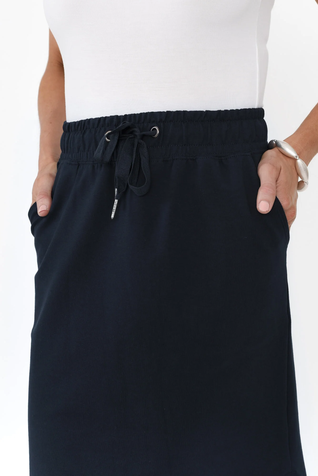 Coby Navy Cotton Skirt