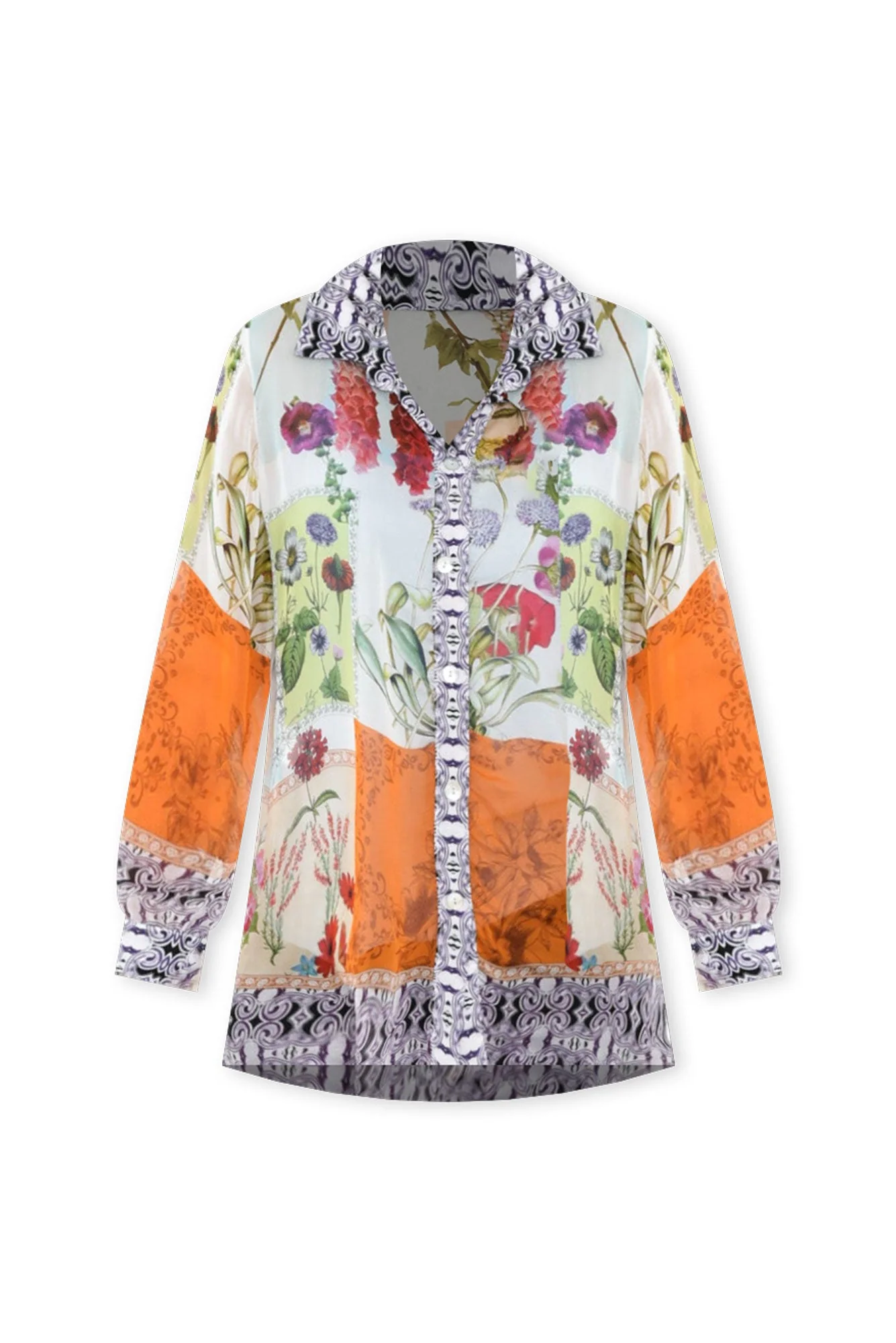 Coletta Cream Floral Silk Shirt