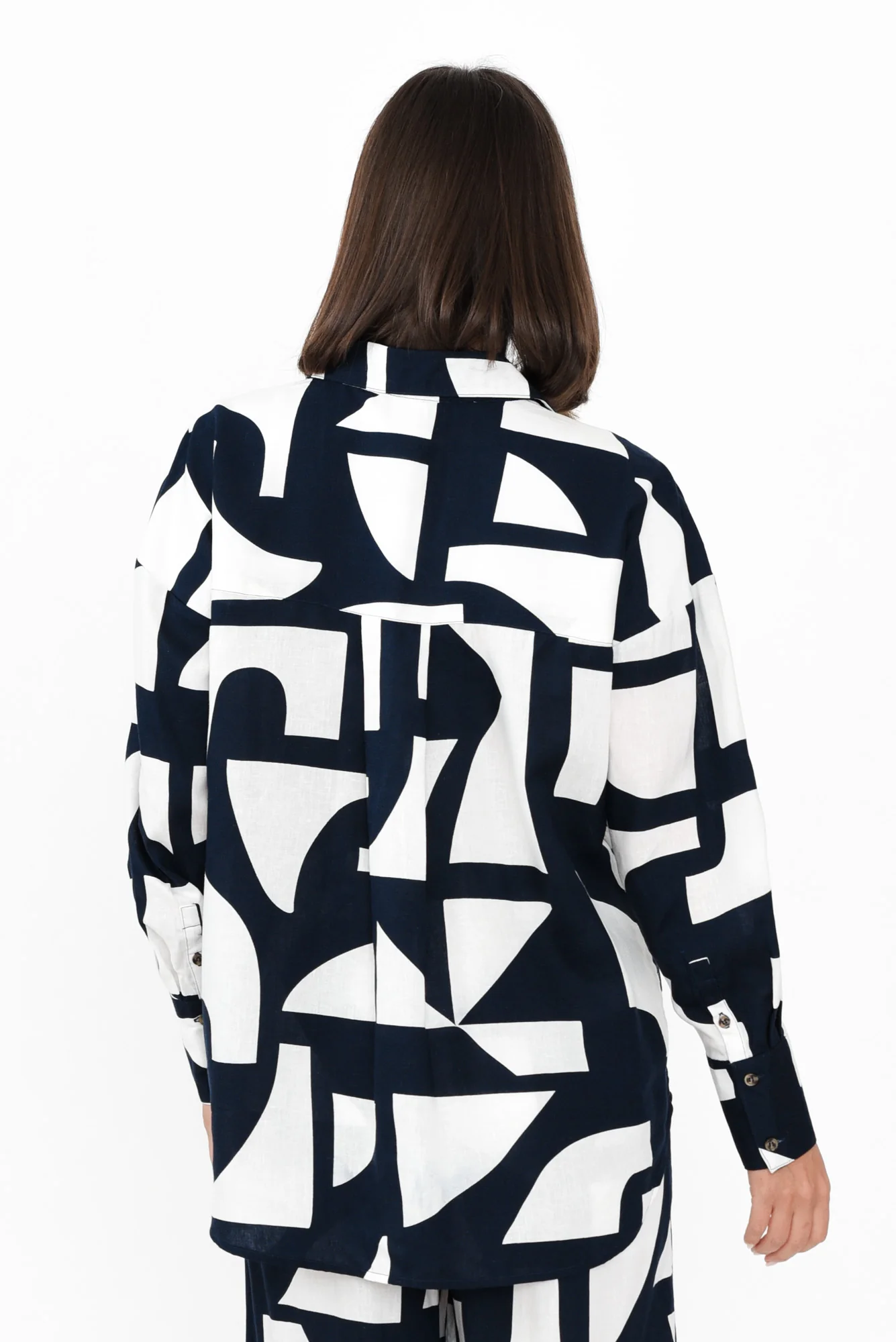 Dali Navy Geo Lyocell Blend Shirt