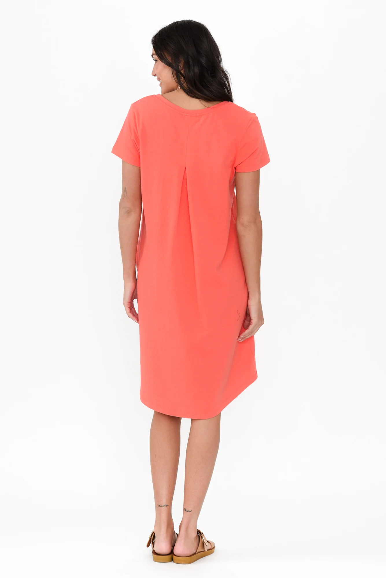 Mandy Coral Cotton Tee Dress