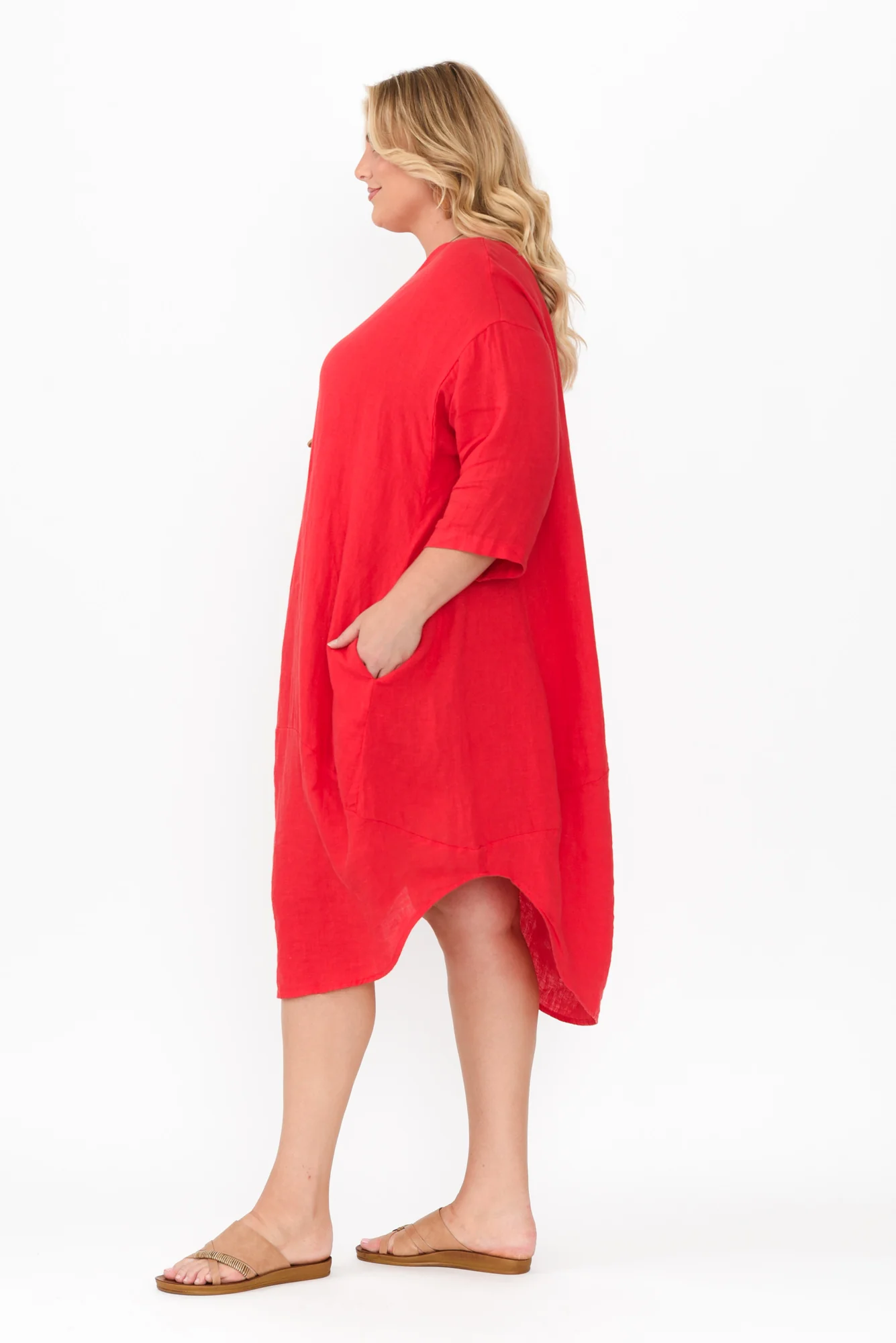Kana Red Linen Dress