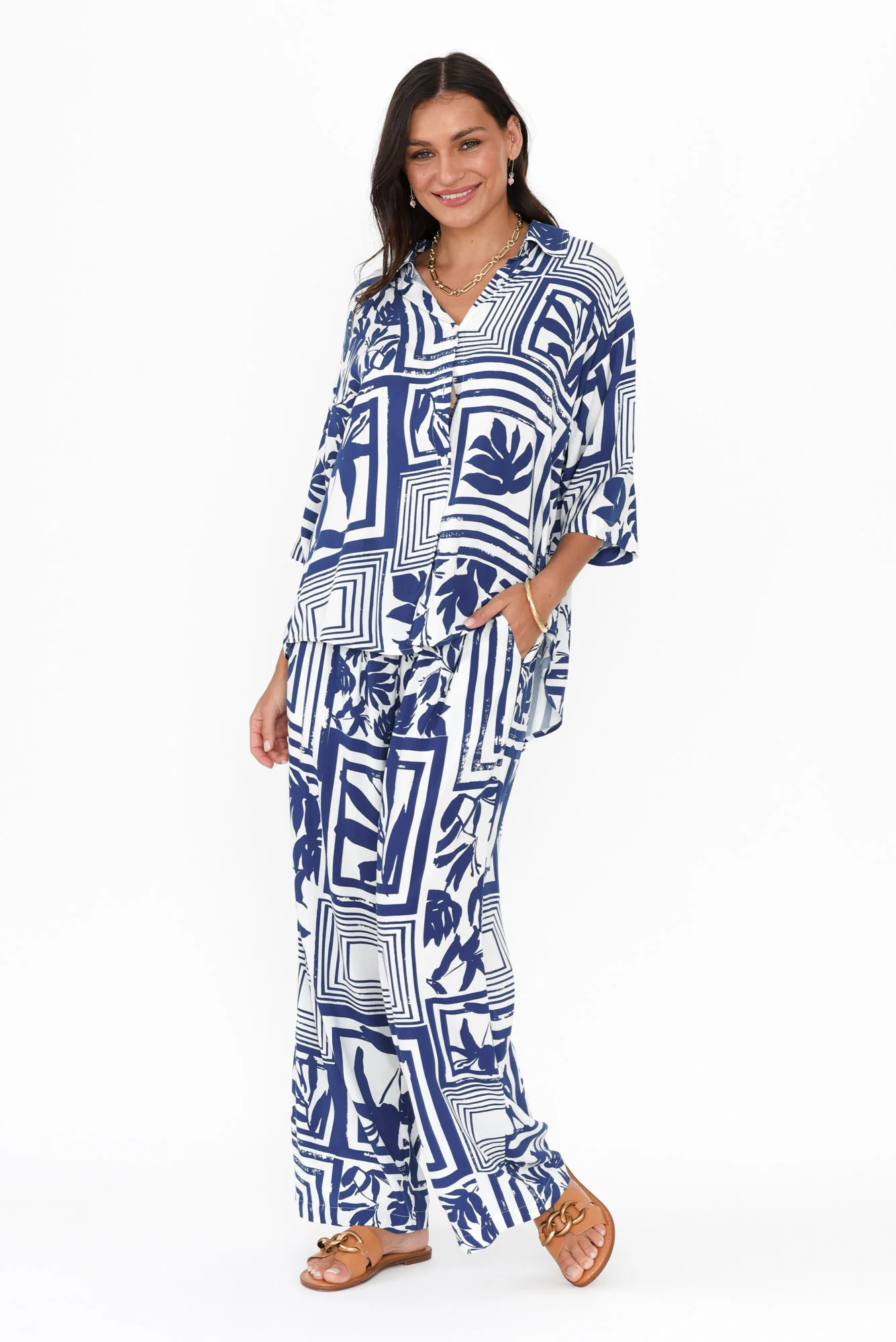 Lexie Blue Tile Shirt