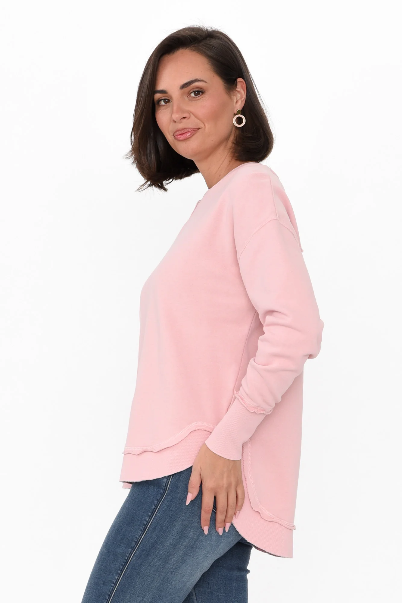 Delilah Blush Cotton Crewneck Jumper