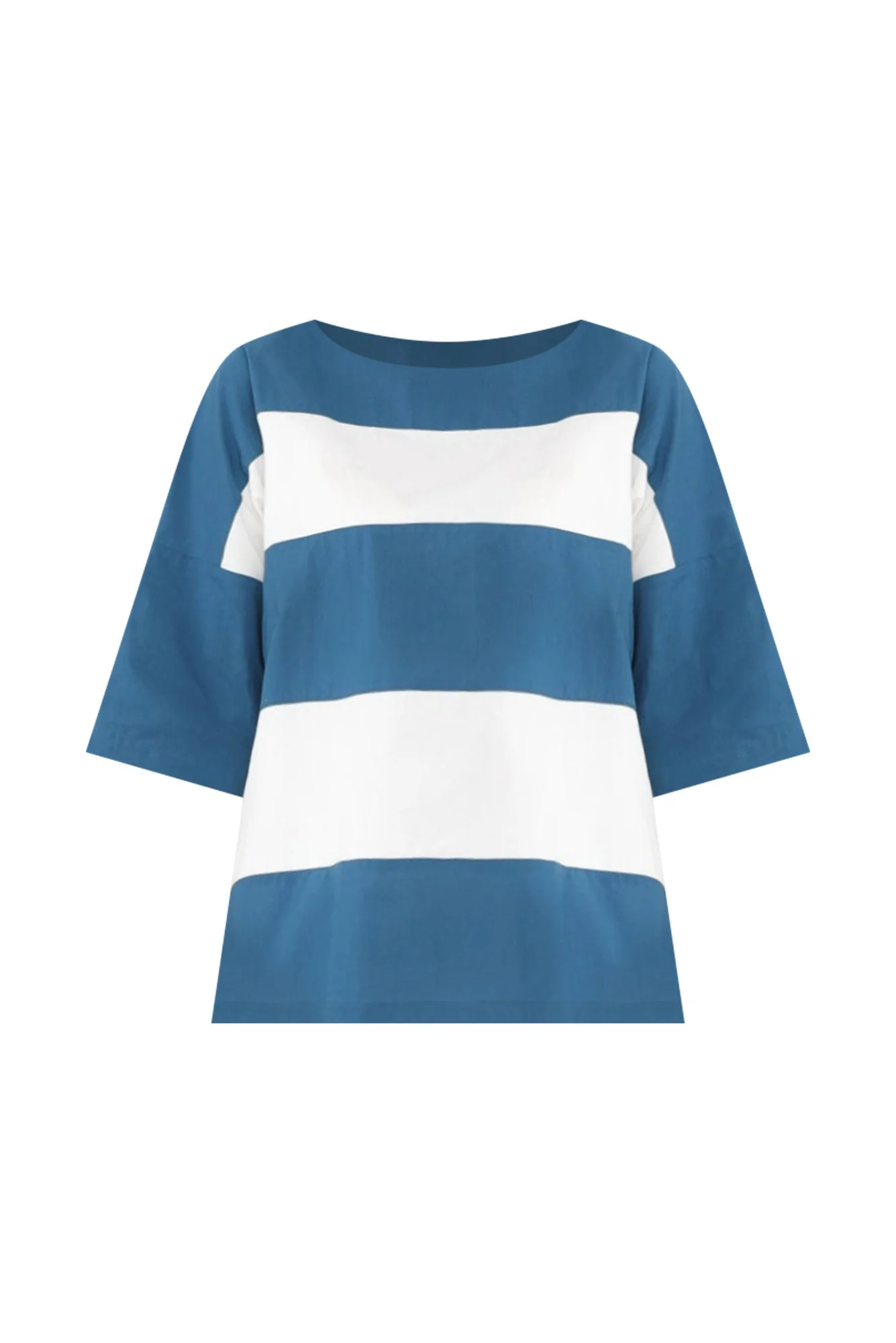Balos Blue Stripe Cotton Poplin Top