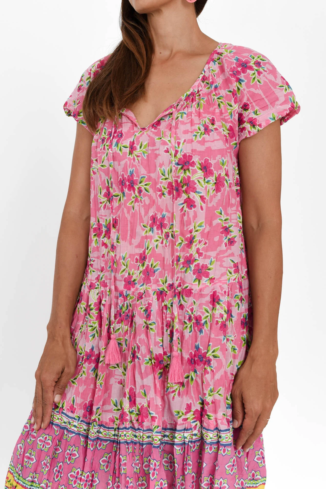 Bessie Pink Petal Cotton Tier Dress