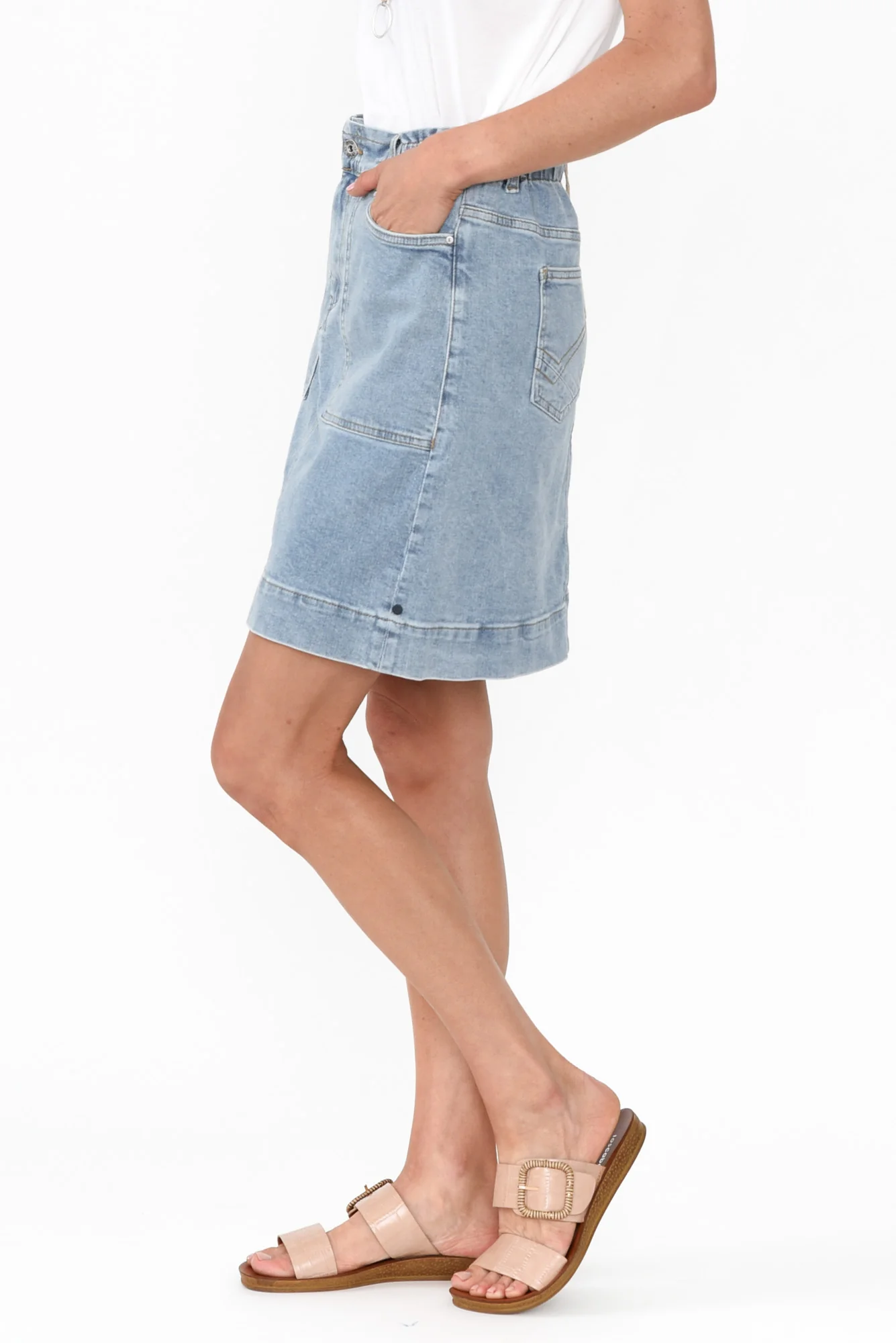 Atlas Blue Denim Stretch Skirt