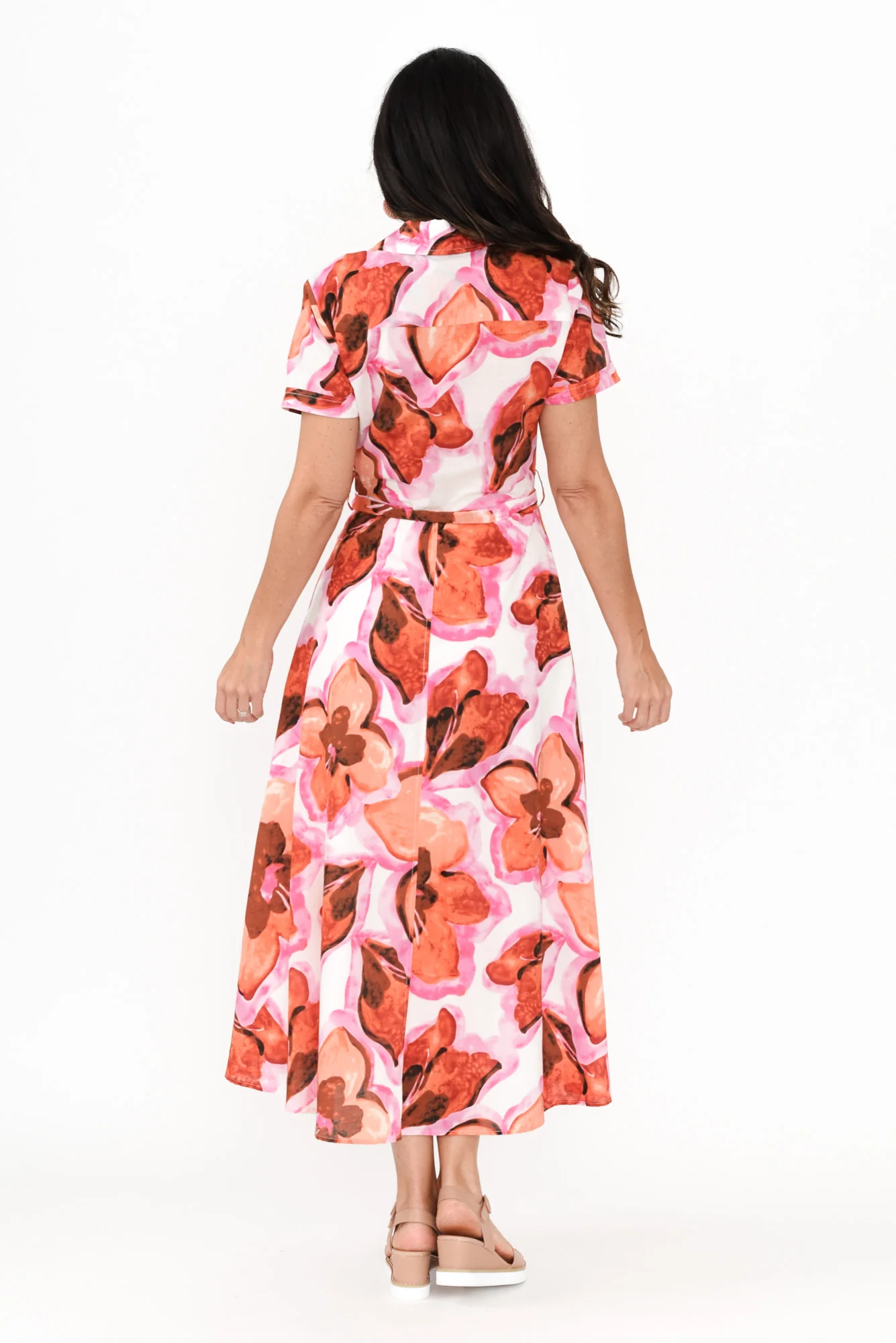 Rossellini Pink Floral Cotton Tie Dress