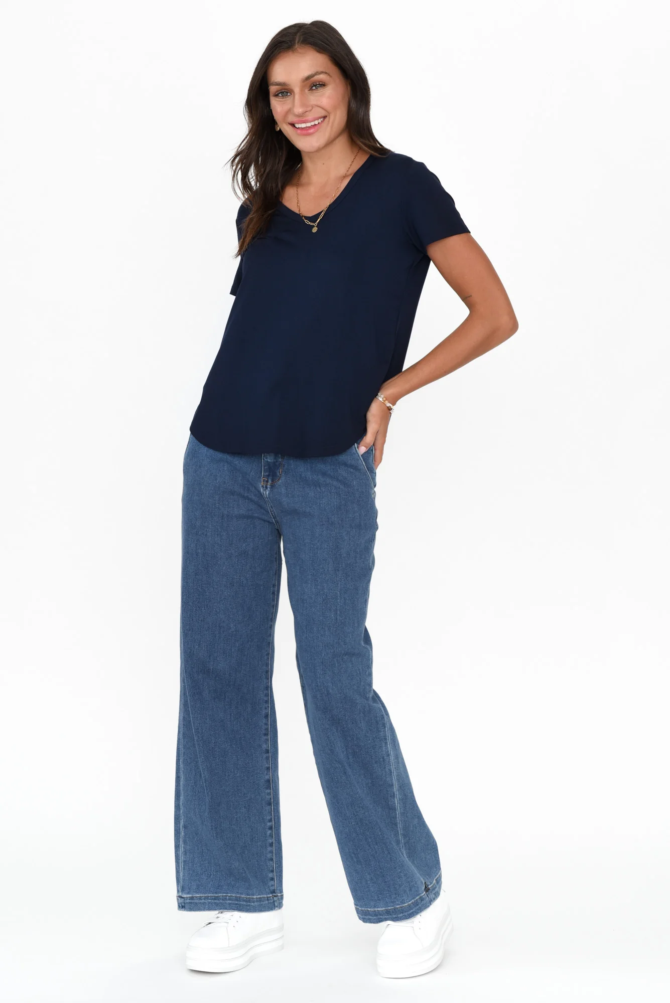 Veronica Navy Bamboo Tee