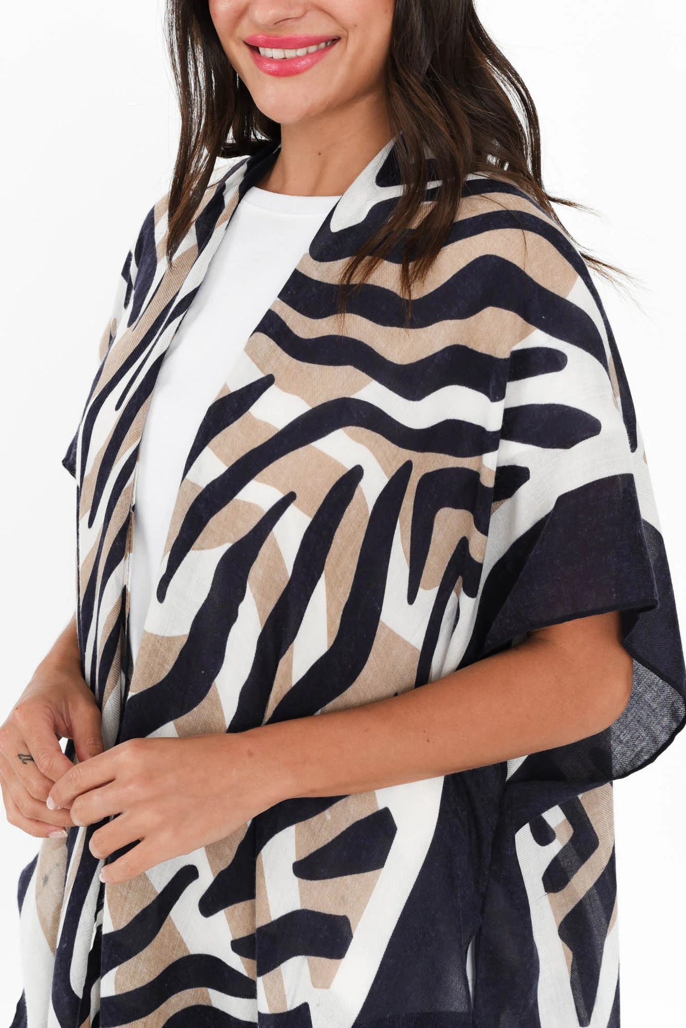 Shontay Black Zebra Kimono