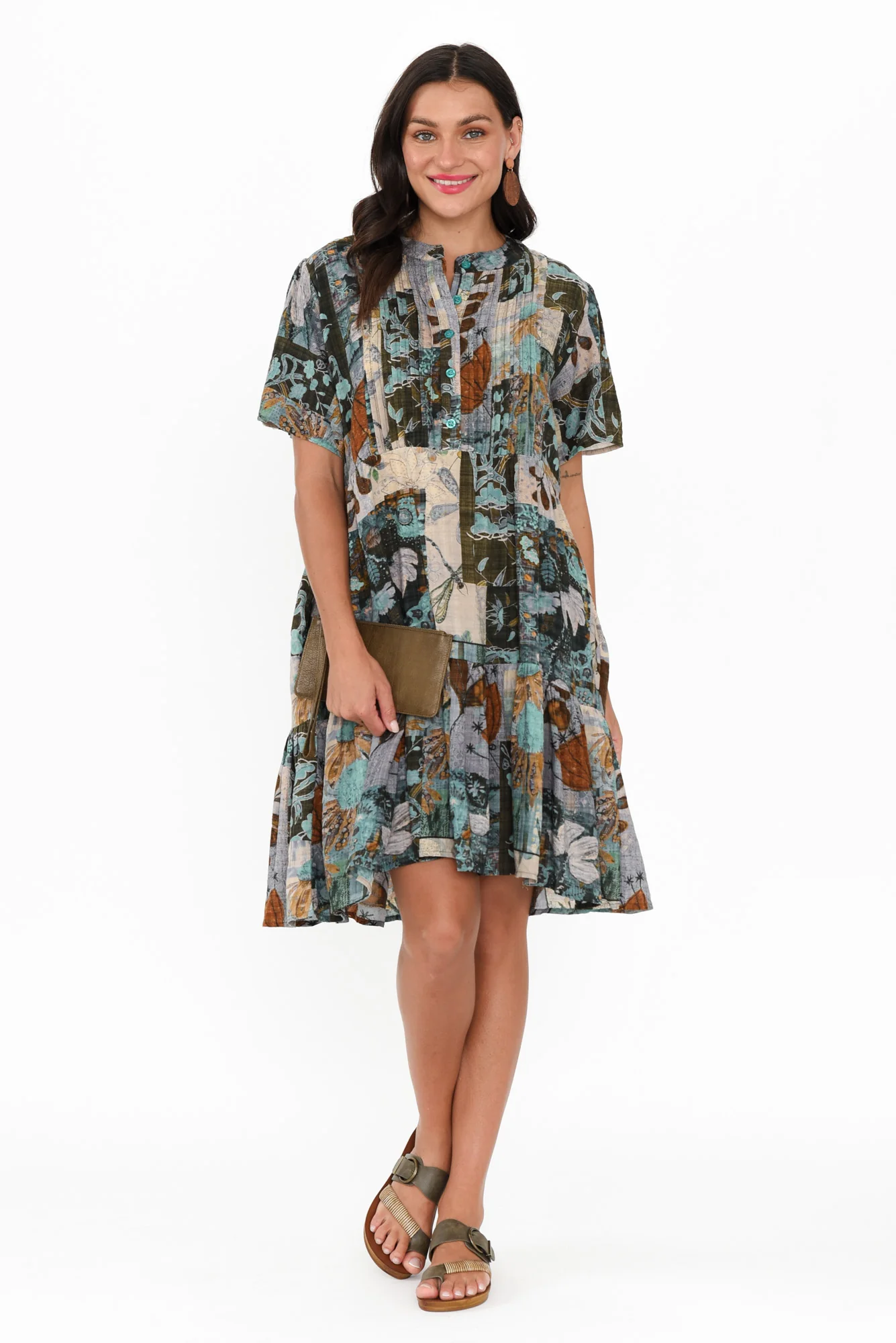Dora Blue Floral Pleated Dress