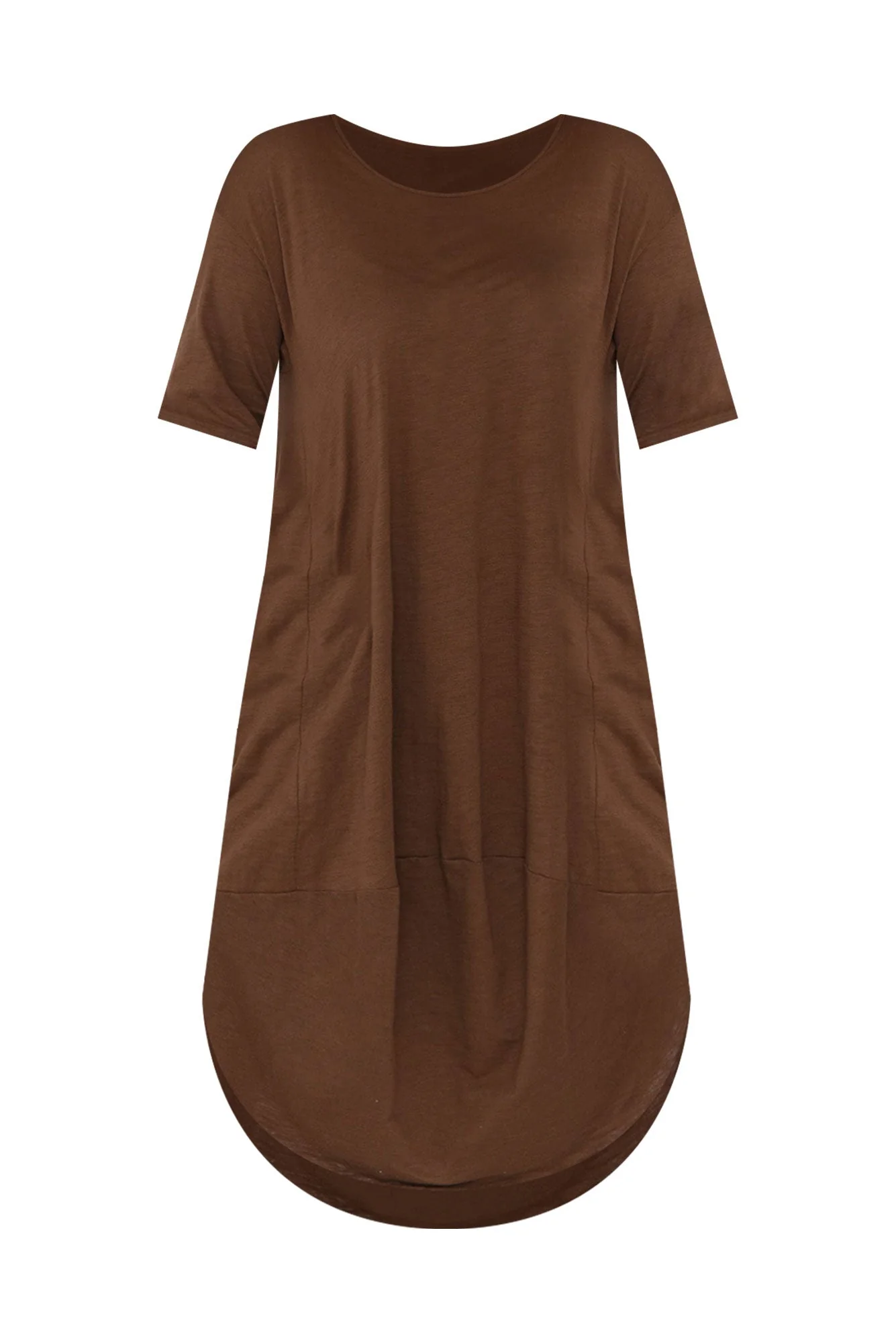 Mita Chocolate Cotton Slub Scoop Dress