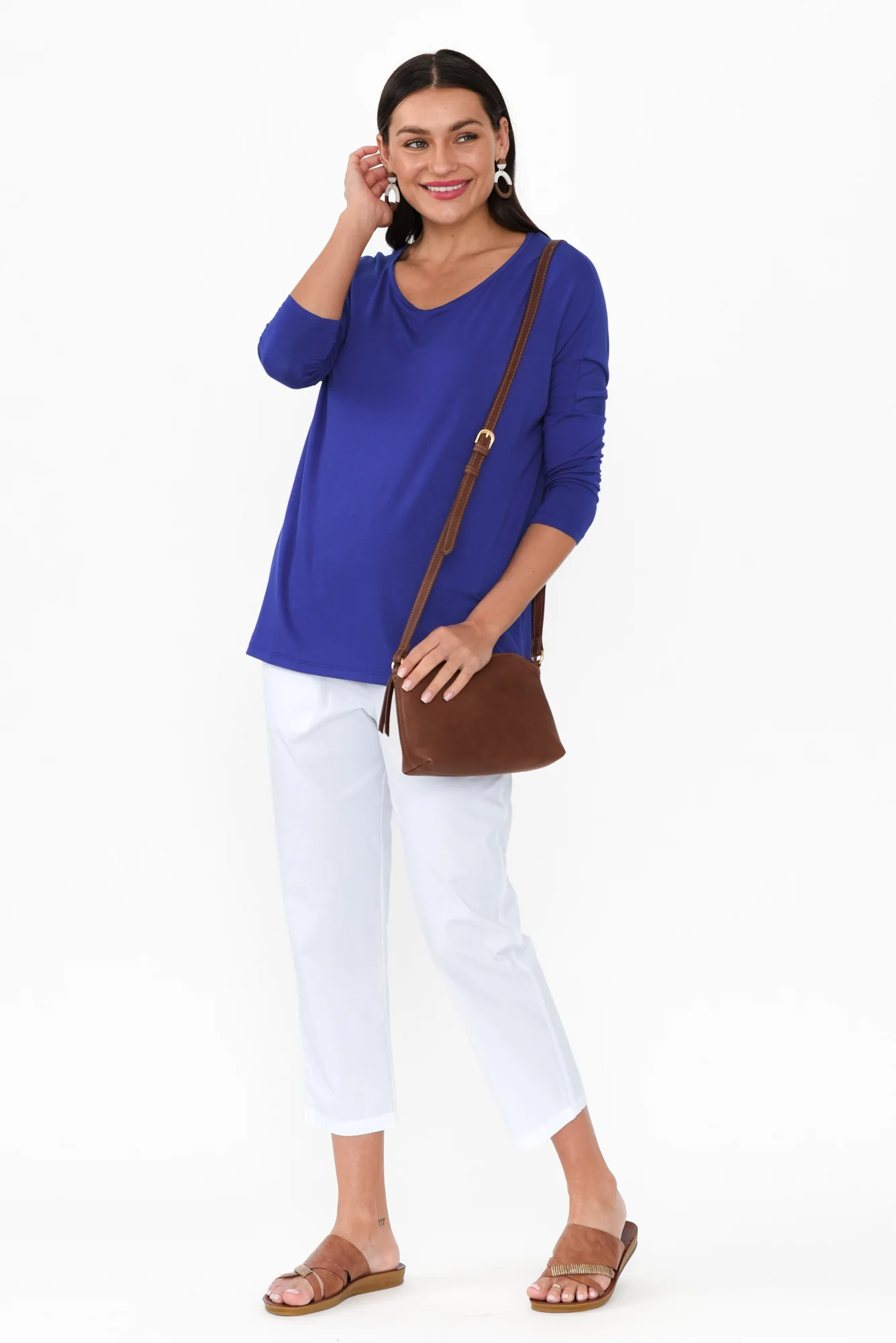 Royal Blue Milan 3/4 Sleeve Top