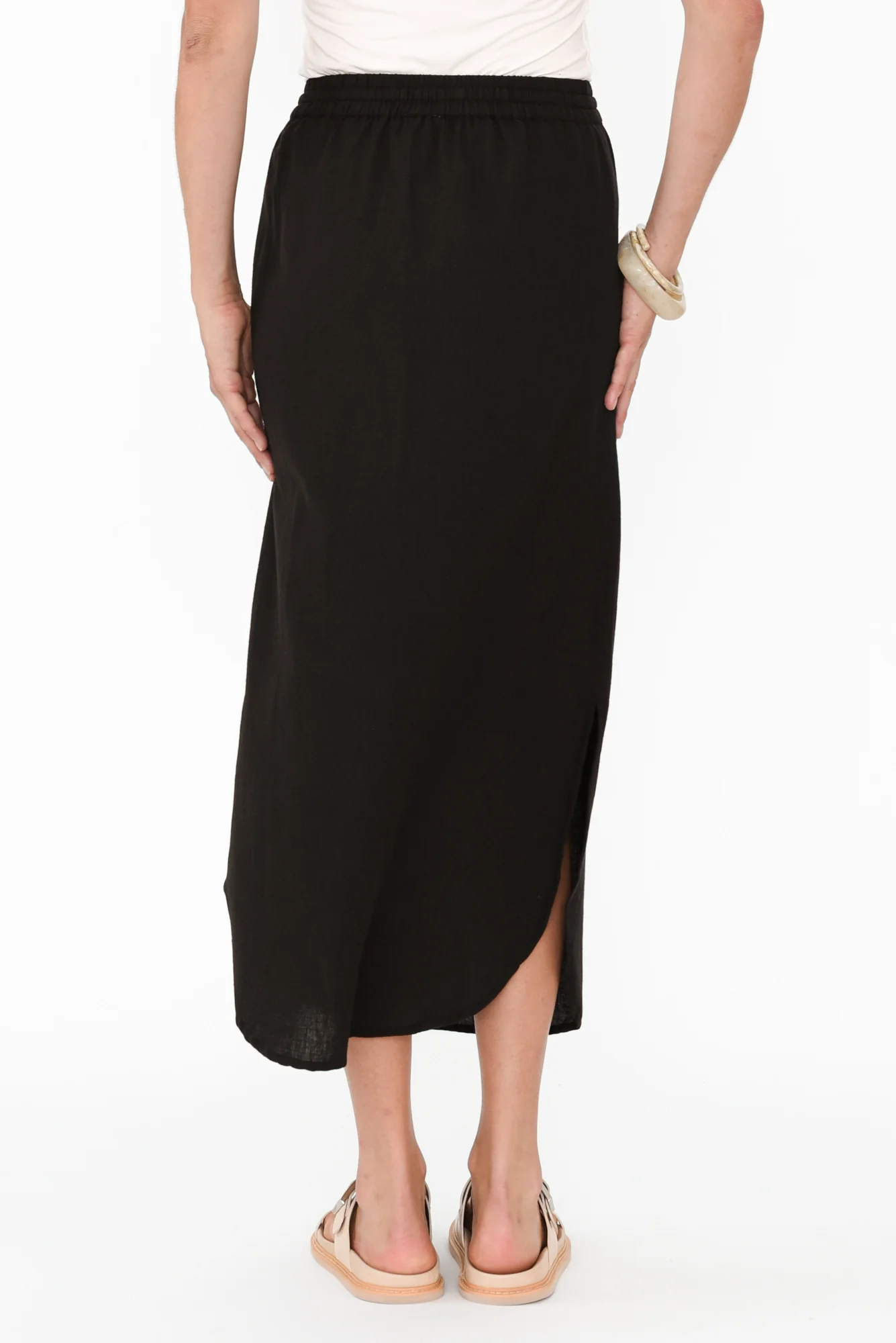 Ember Black Cotton Blend Drawstring Skirt