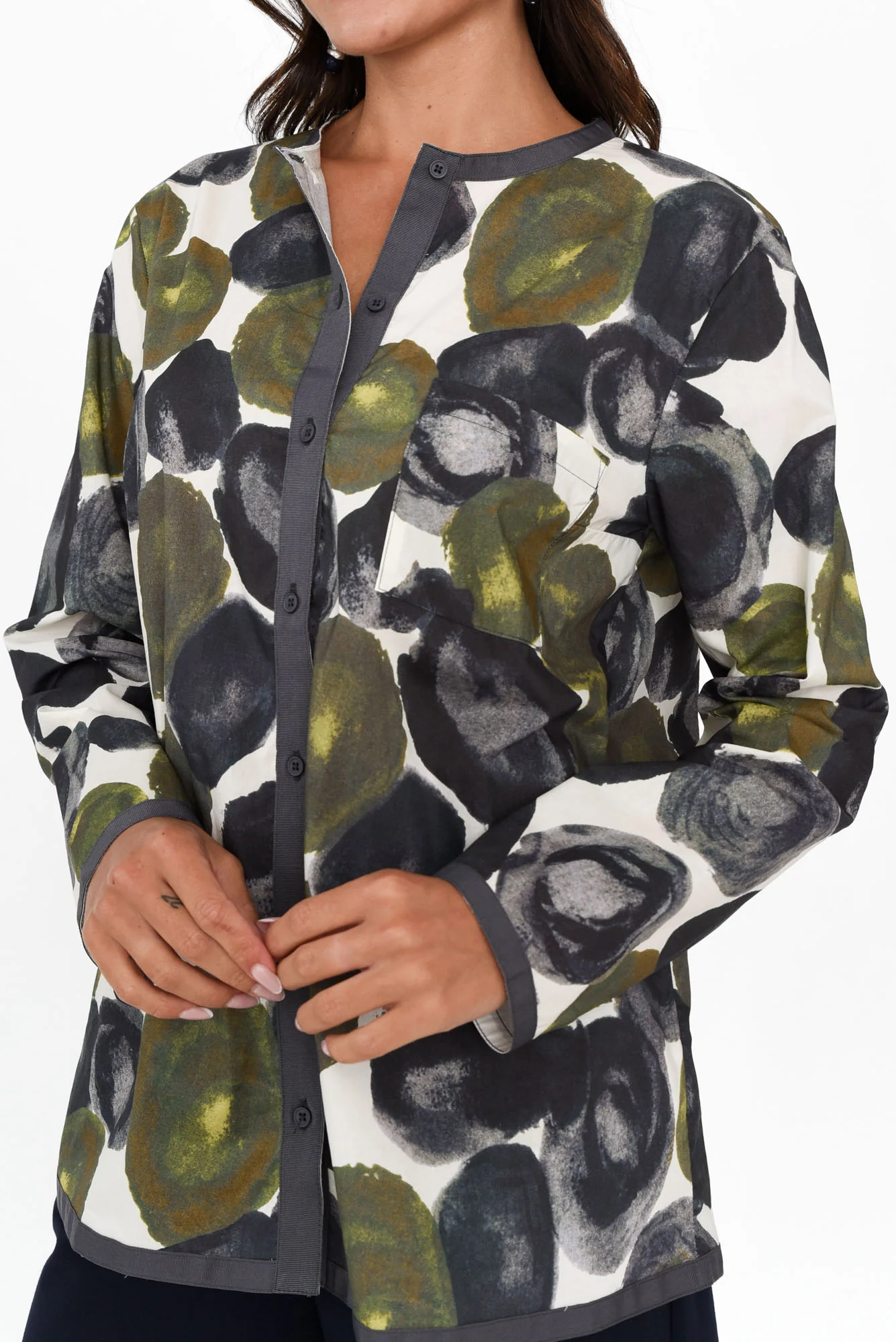 Mori Green Abstract Cotton Shirt