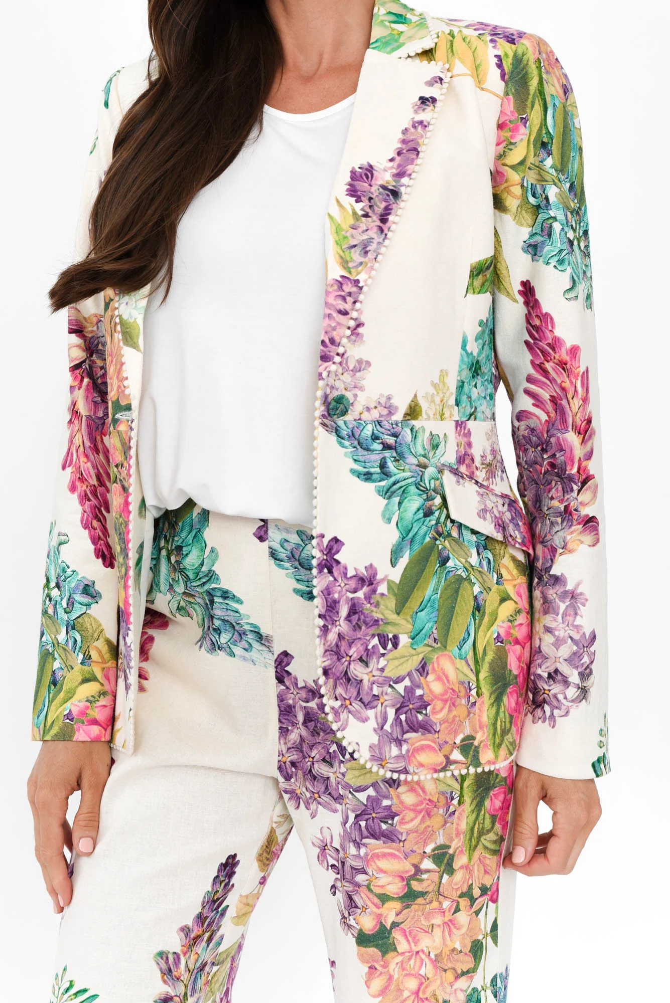 Bahia Wisteria Alba Linen Blend Blazer