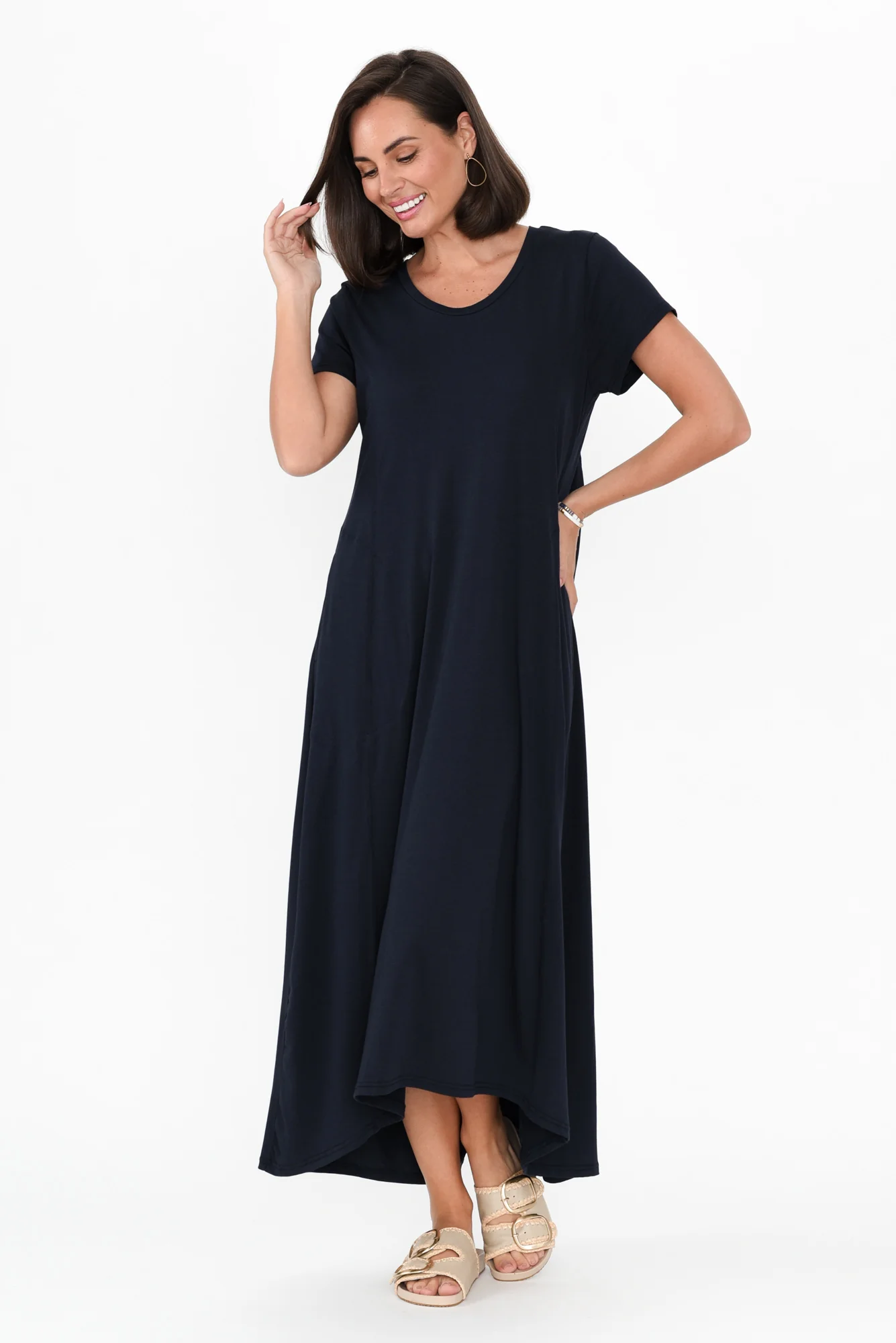 Patrick Navy Cotton Pocket Dress