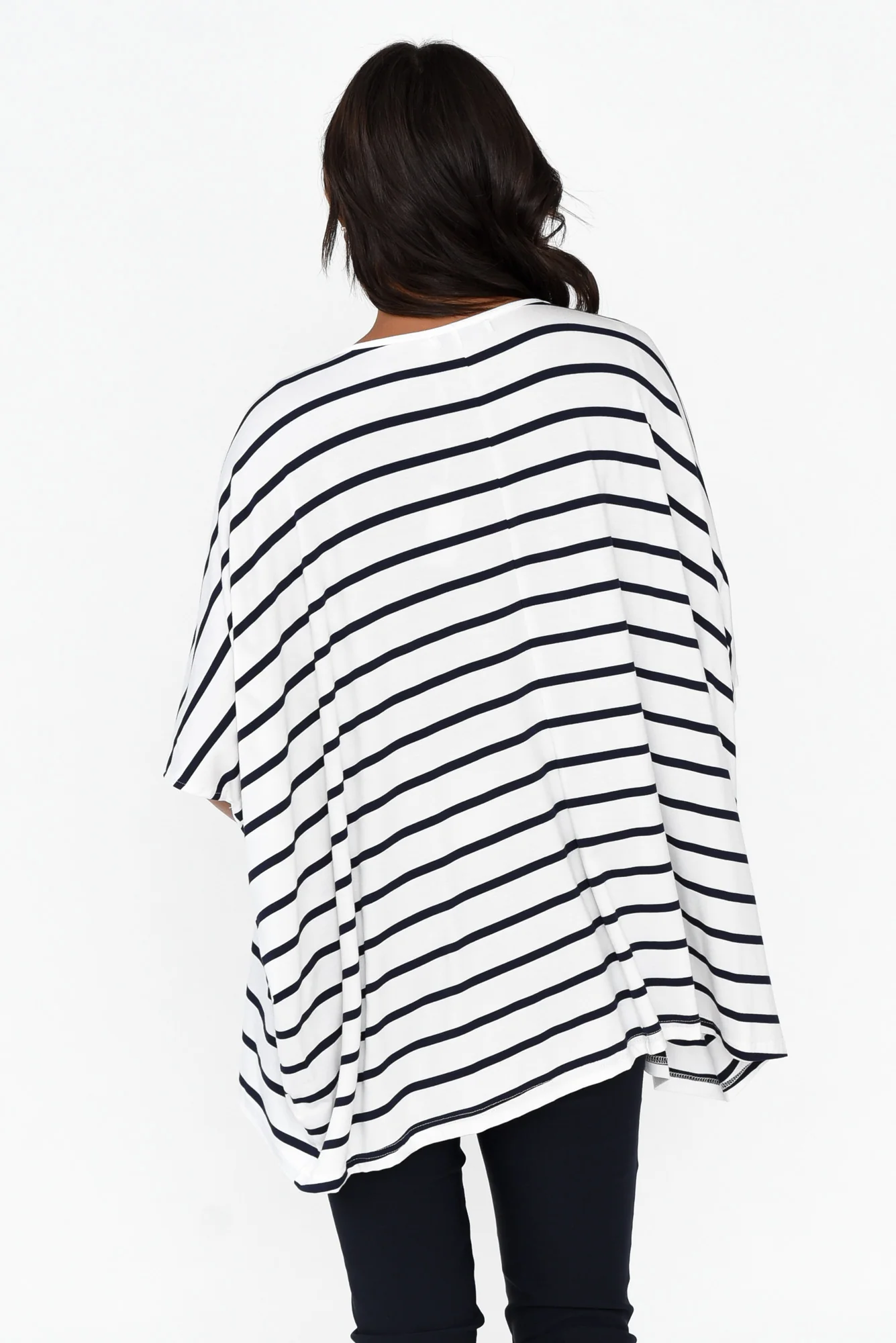 Sorronda White Stripe Bamboo Batwing Top