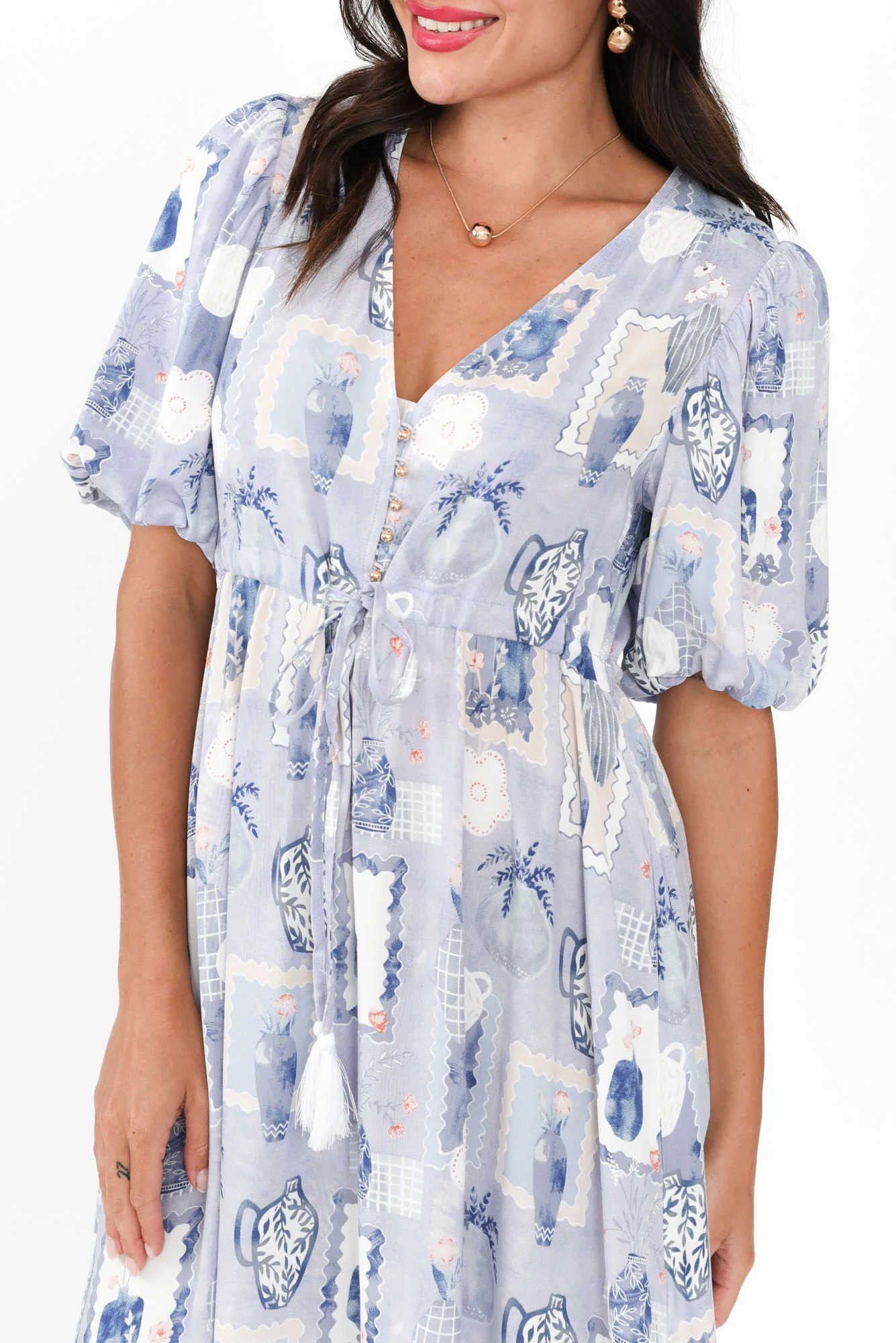 Mitzi Blue Tile Tie Dress