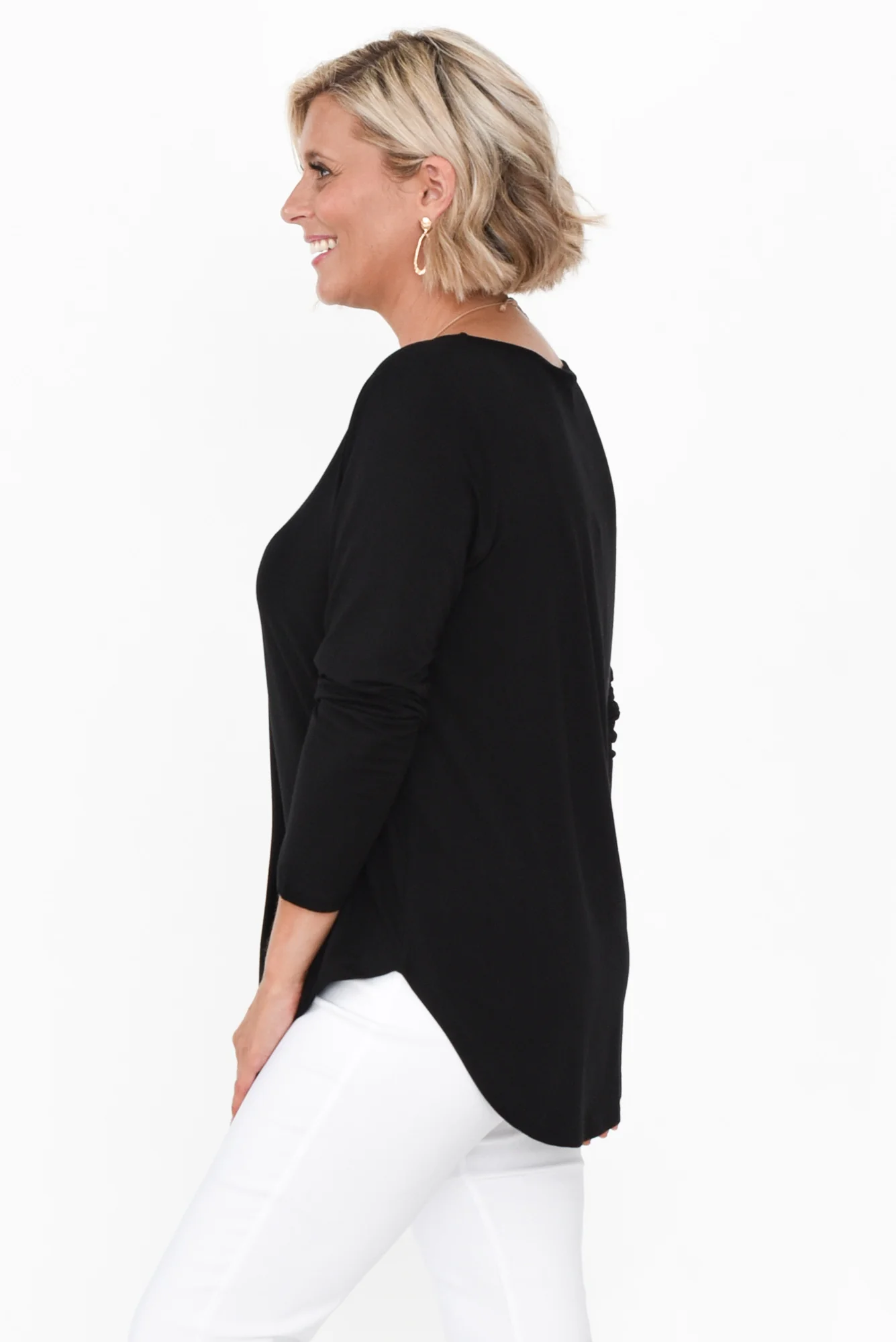 Adele Black Long Sleeve Bamboo Tee