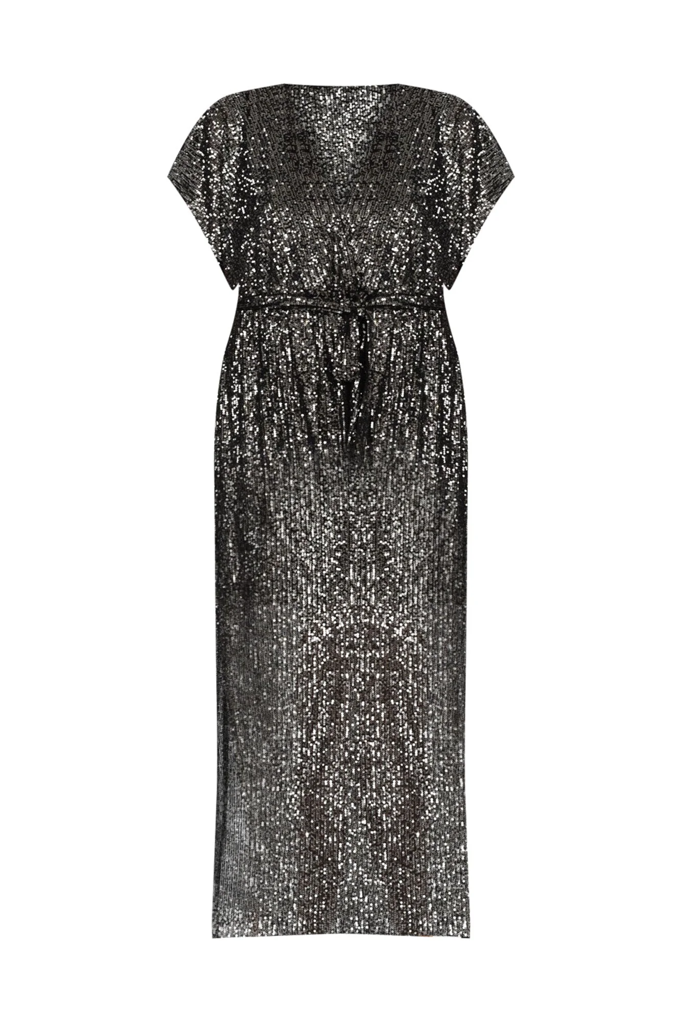 Impression Charcoal Sequin Tie Dress