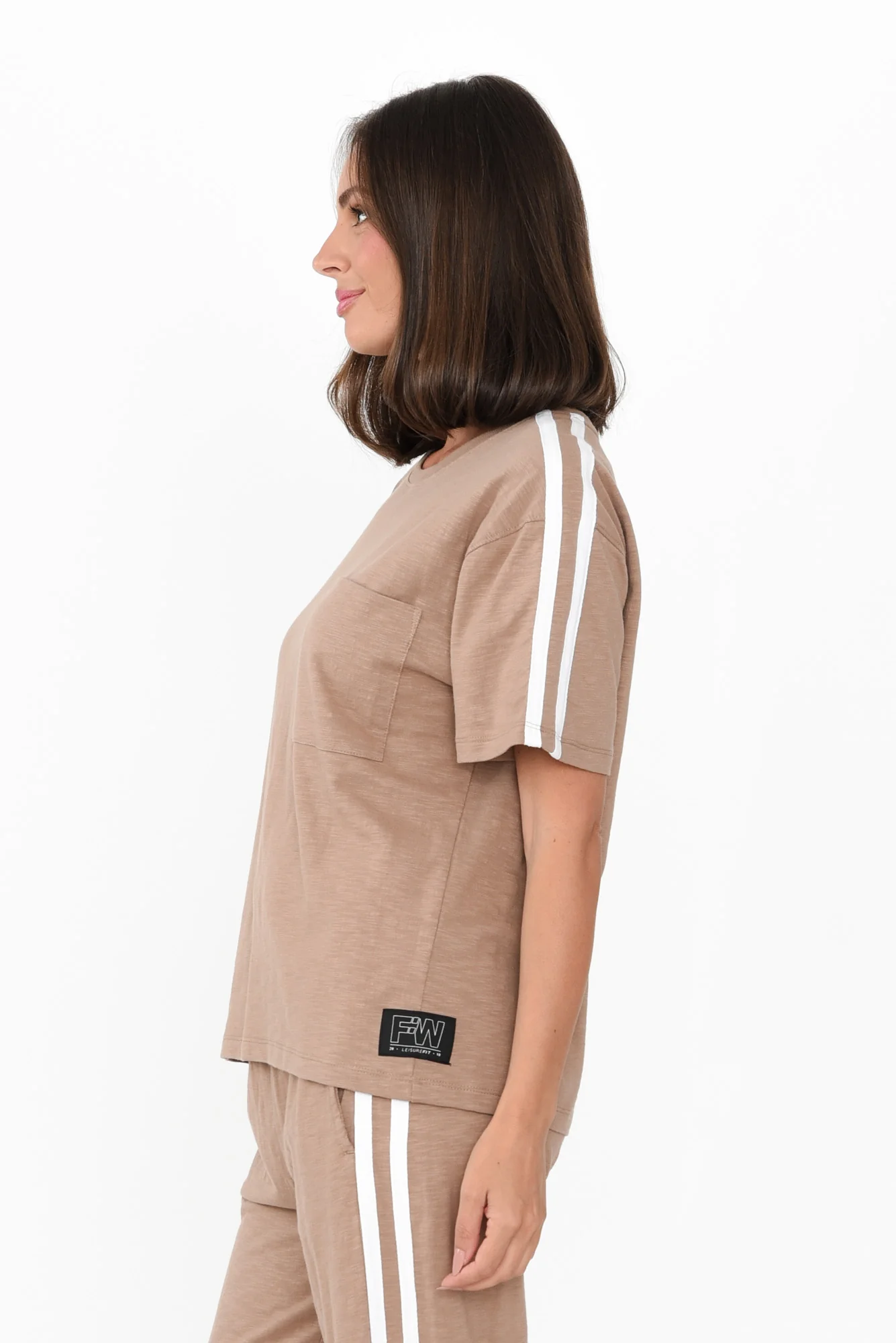 Power Mocha Trim Cotton Tee