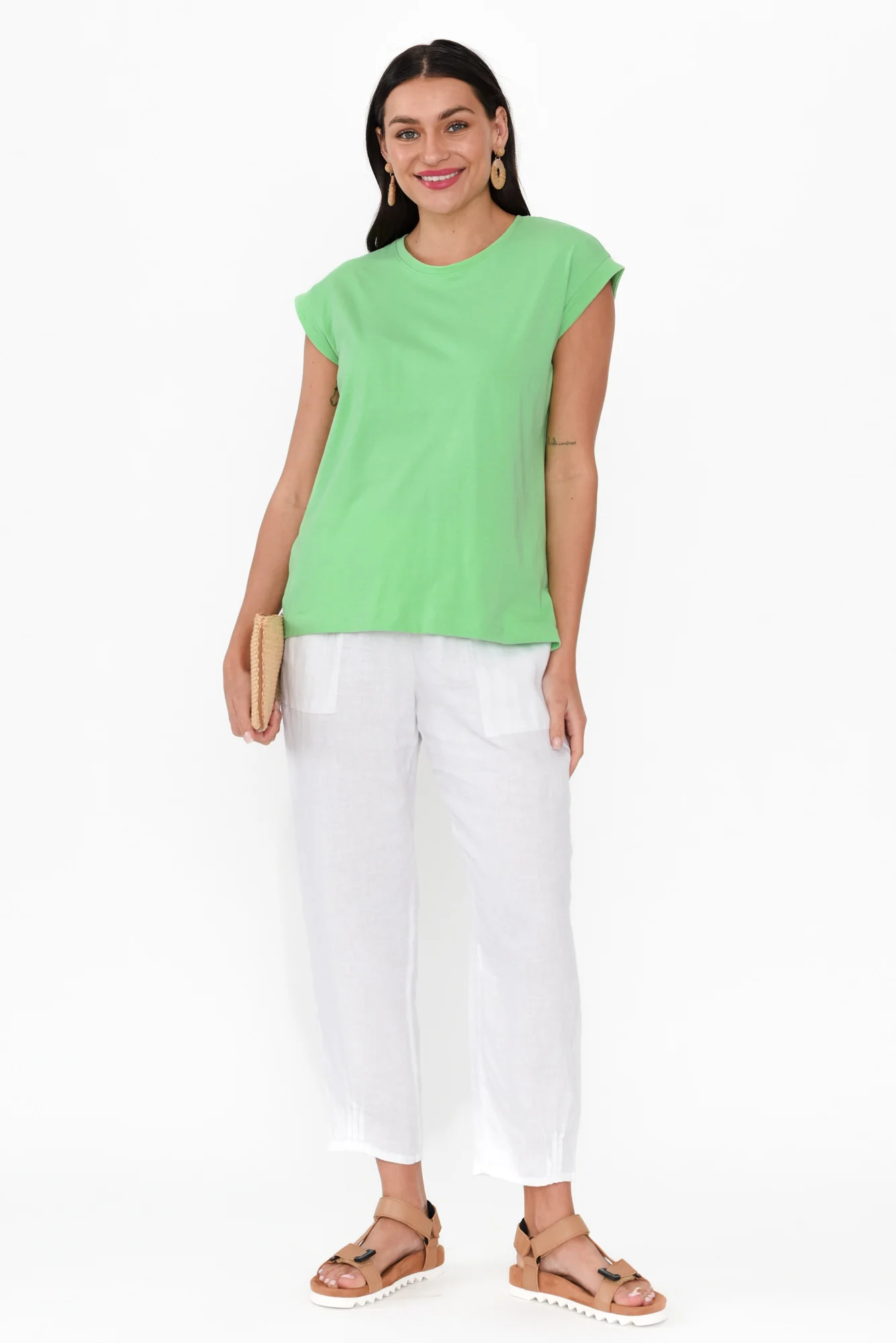 Michaela Green Cotton Top
