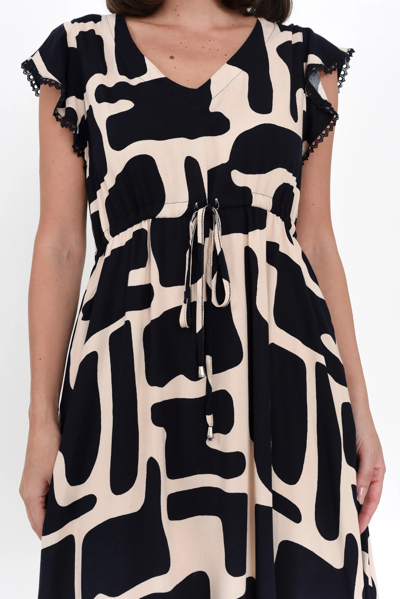 Libby Dark Navy Geo Midi Dress