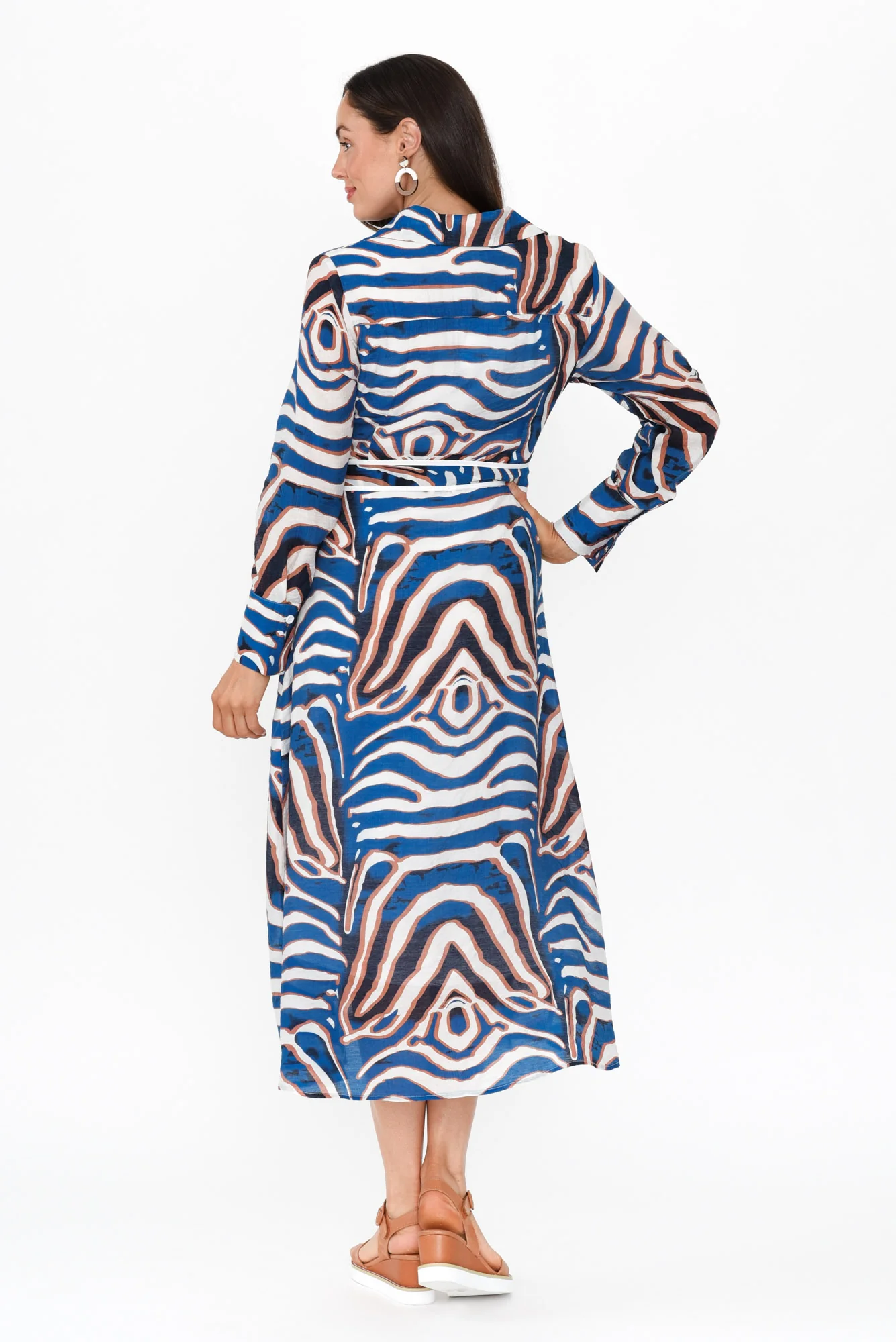 Ganya Blue Animal Cotton Blend Dress