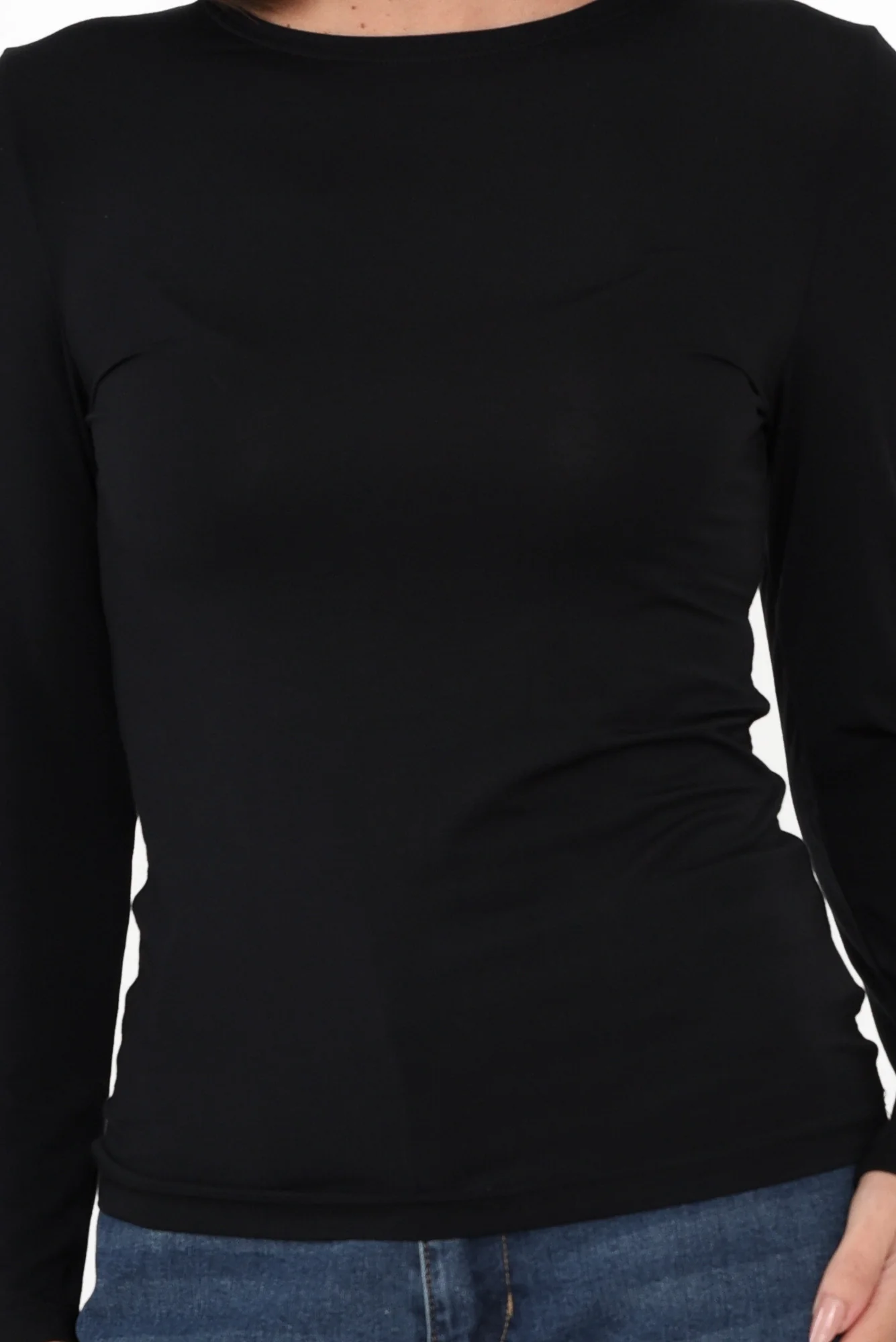 Black Micro Modal Long Sleeve Top