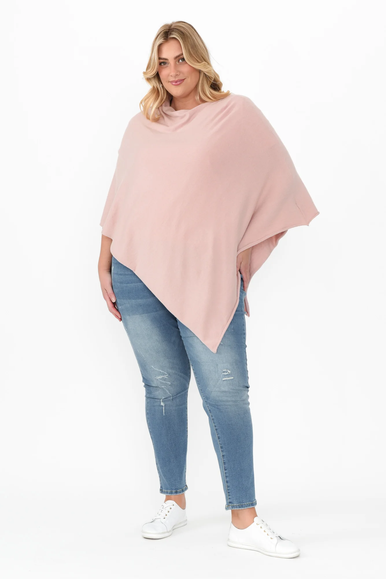 Amy Light Pink Wool Blend Poncho