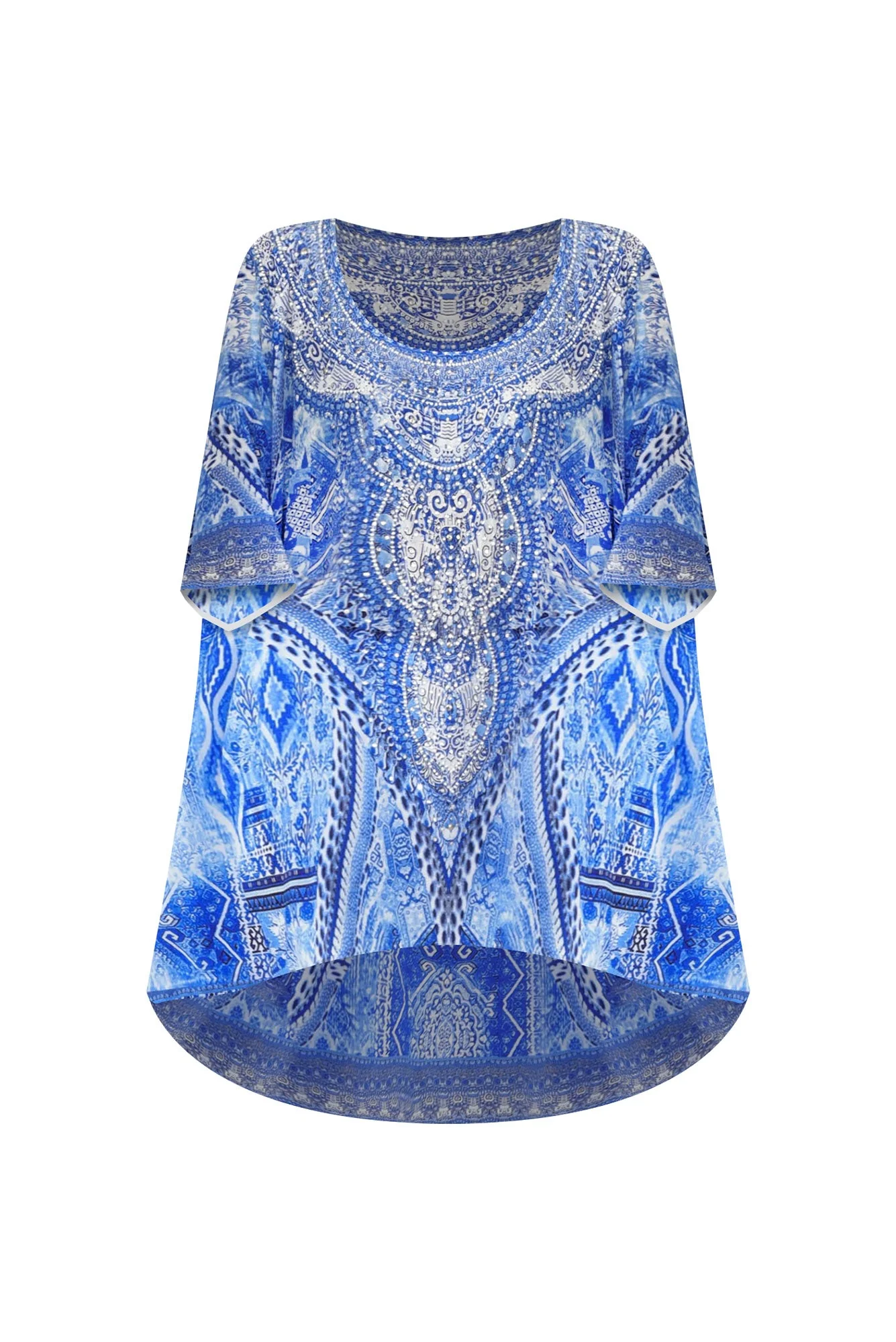 Monet Blue Silk Drape Top