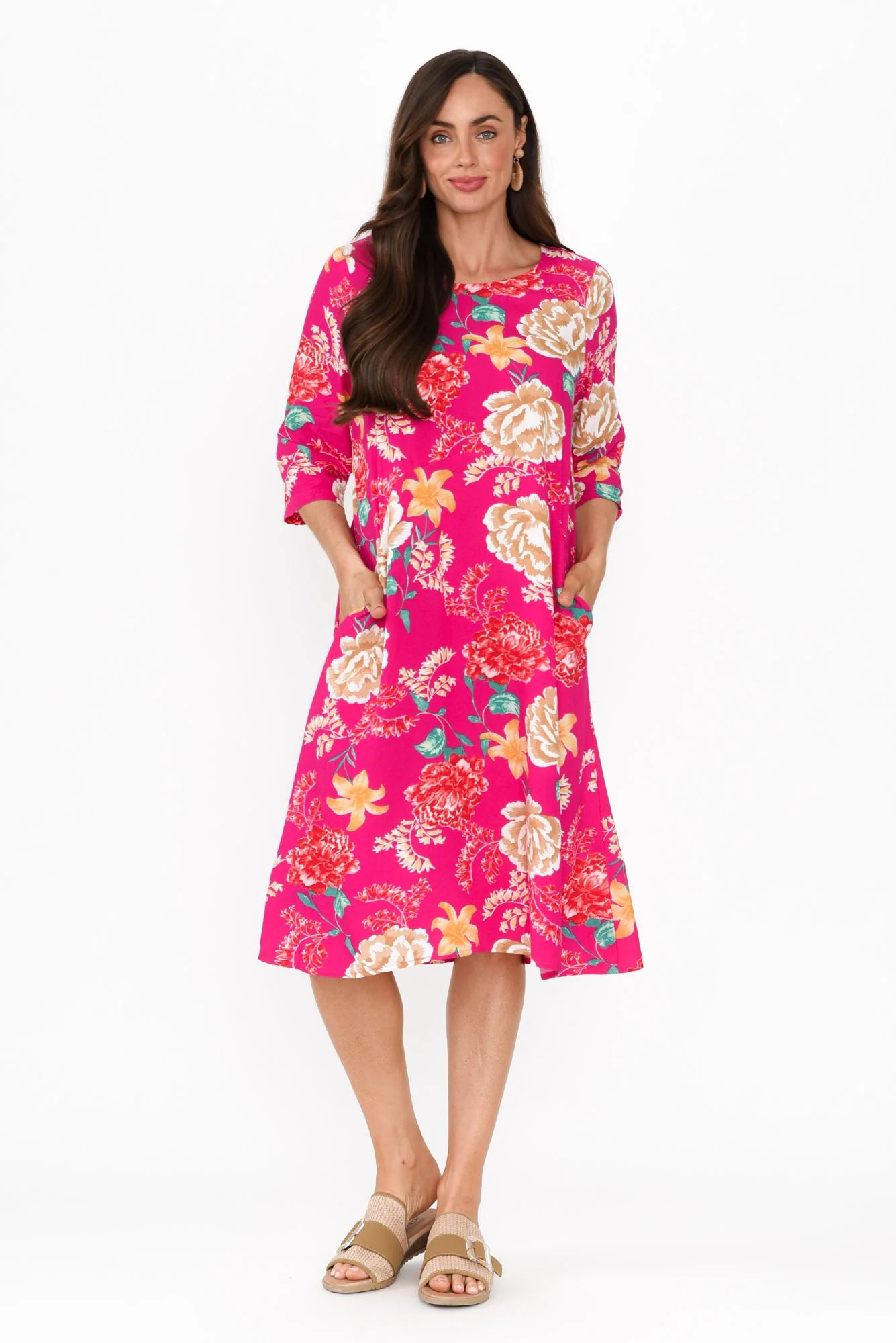 Jordana Pink Floral Pocket Dress