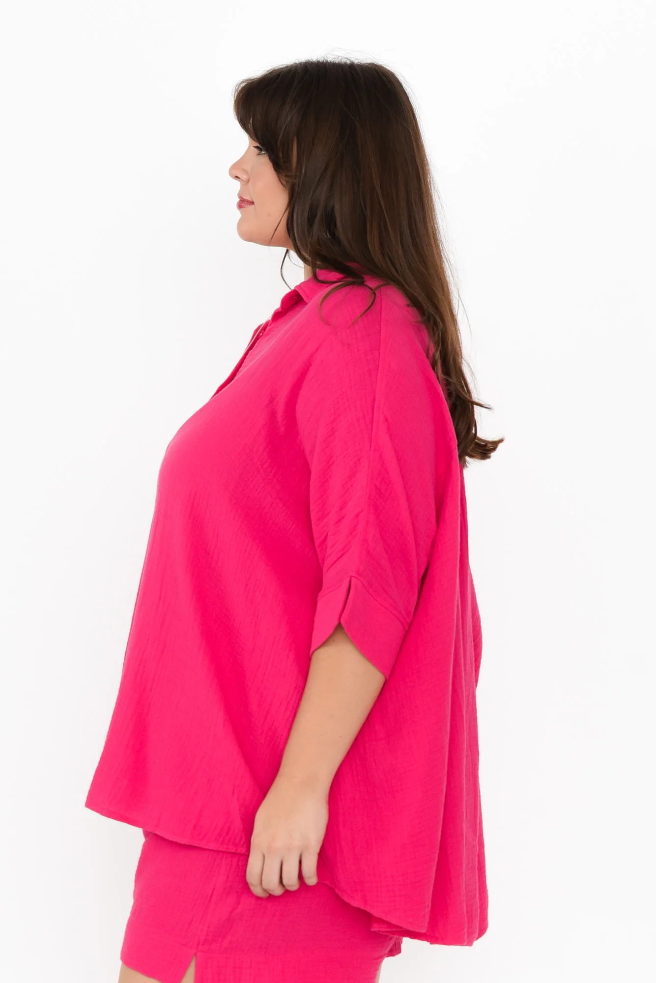 Calia Fuchsia Cotton Cheesecloth Shirt