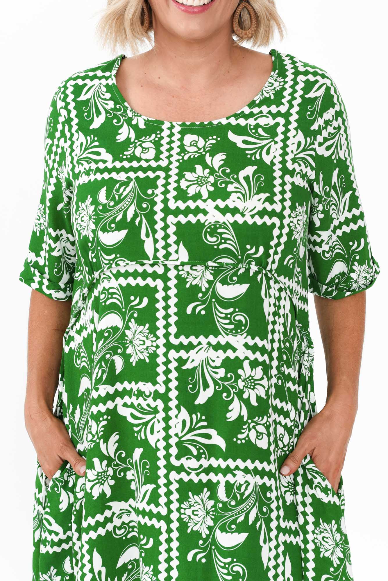 Sula Green Floral Pocket Dress