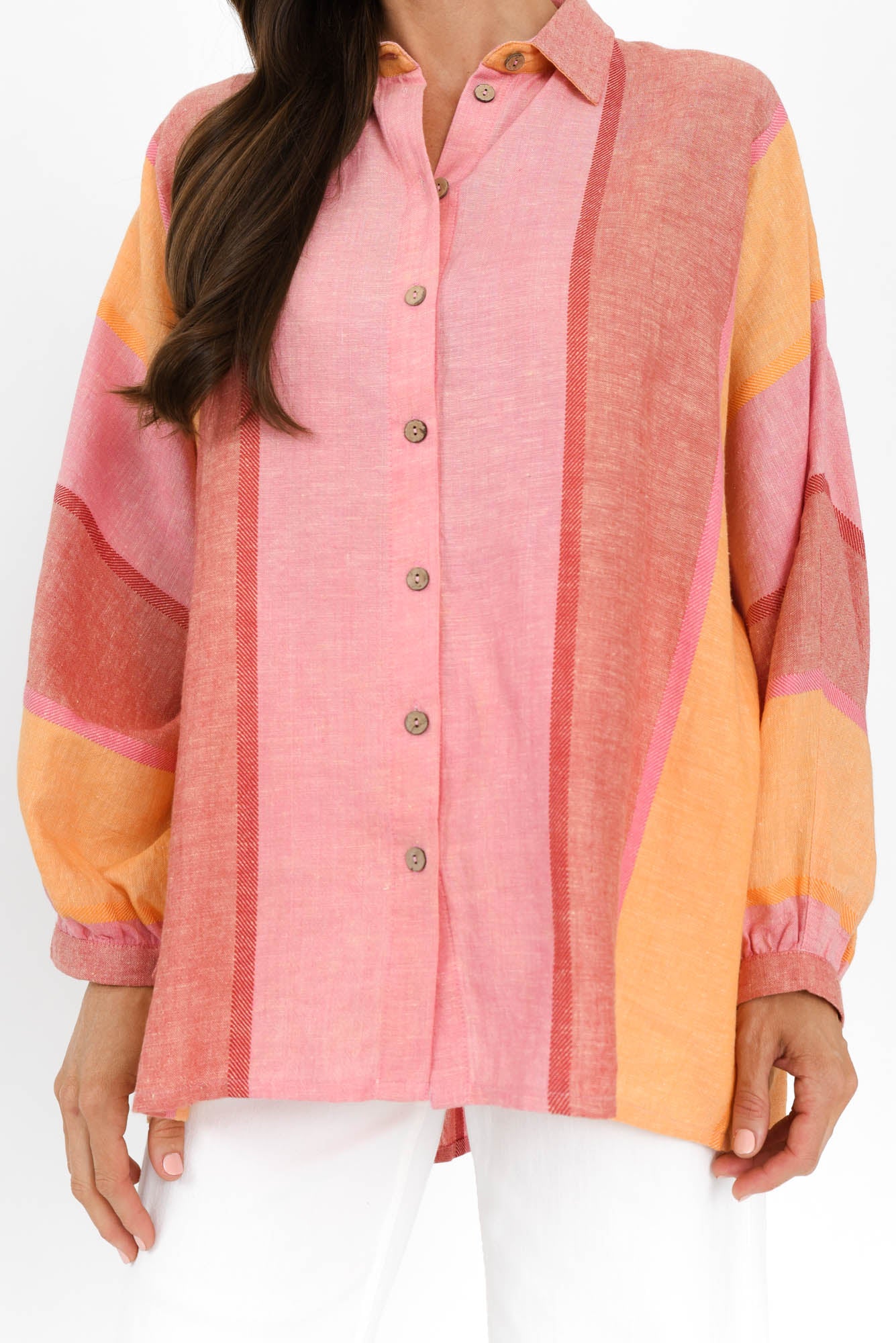 Milano Pink Stripe Linen Blend Shirt