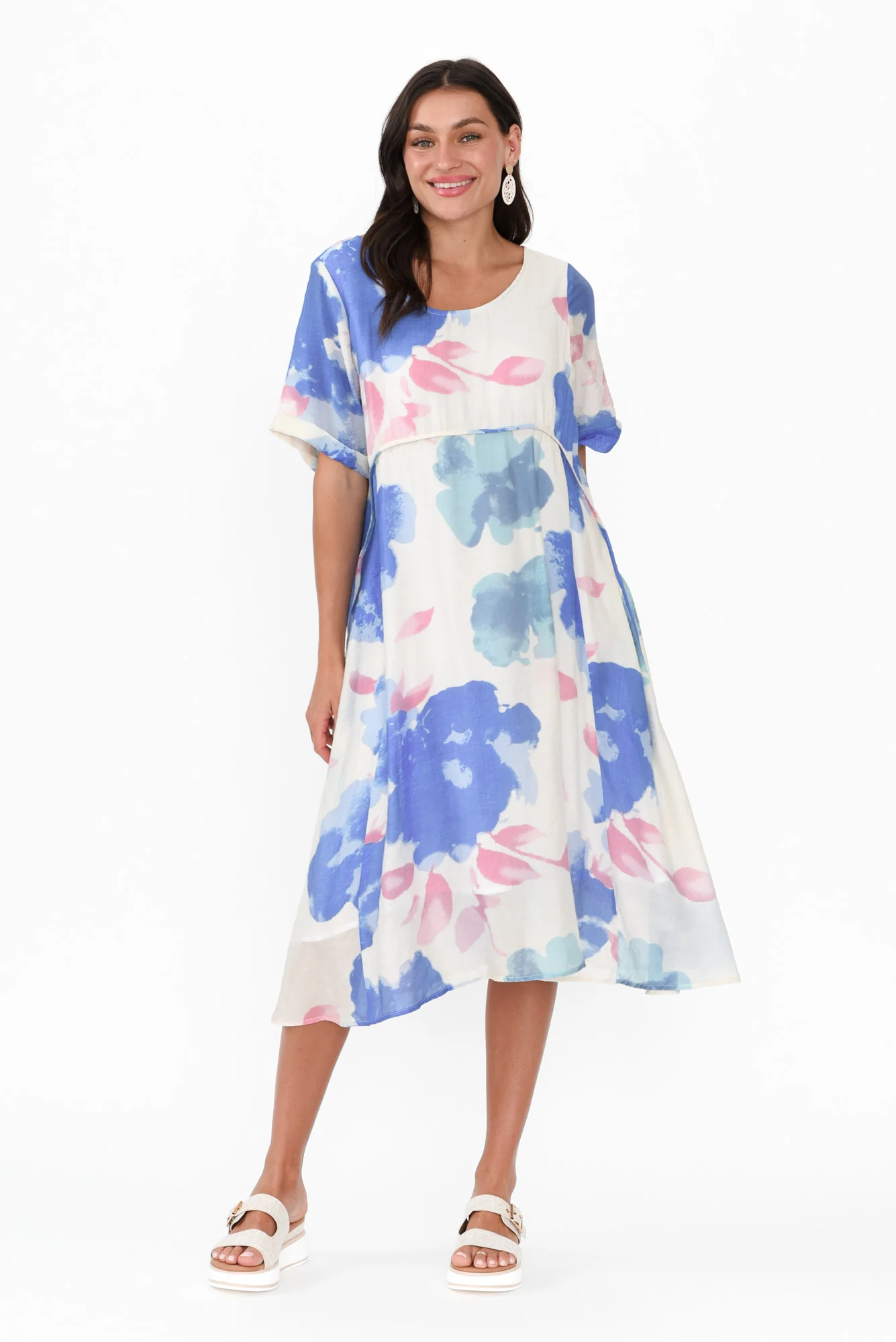 Sora Blue Floral Crescent Dress