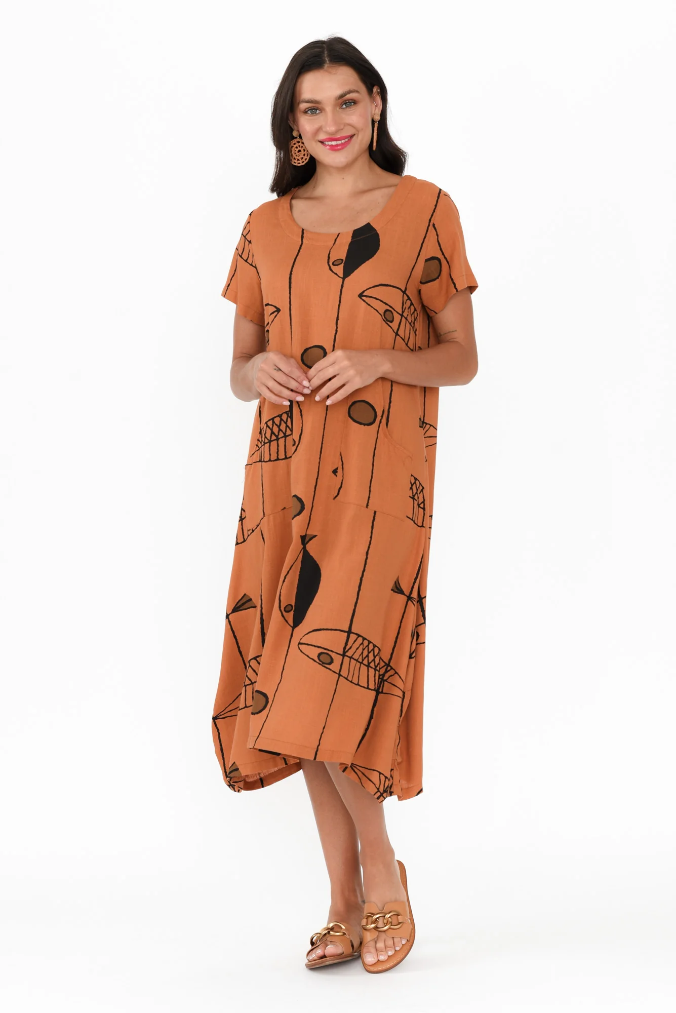 Lula Rust Sea Linen Cotton Dress