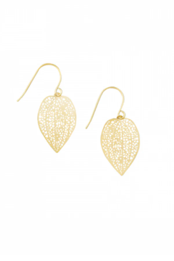 Gold Mini Leaf Lace Earrings